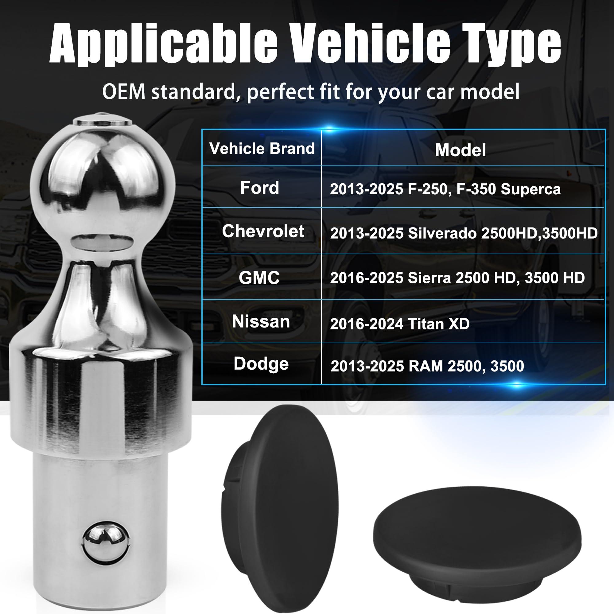 Chaoos 60629 Puck System Gooseneck Hitch Ball, 2-5/16 Inch Gooseneck Ball Compatible with 2013-2025 Ford F250 F350 F450, Dodge Ram 2500 3500, 2016-2025 Chevrolet Silverado, GMC Sierra, Nissan Titan XD - Image 2