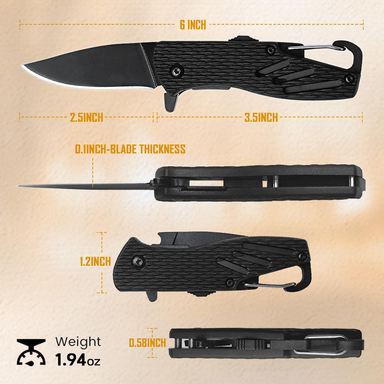 BARRYSAIL Keychain Folding Knife, Small Pocket Knife with Safety Lock, 2.5" Steel Blade, Bottle Opener, Great EDC Tool for Father's Day Gift (Model 6175P) - Image 2