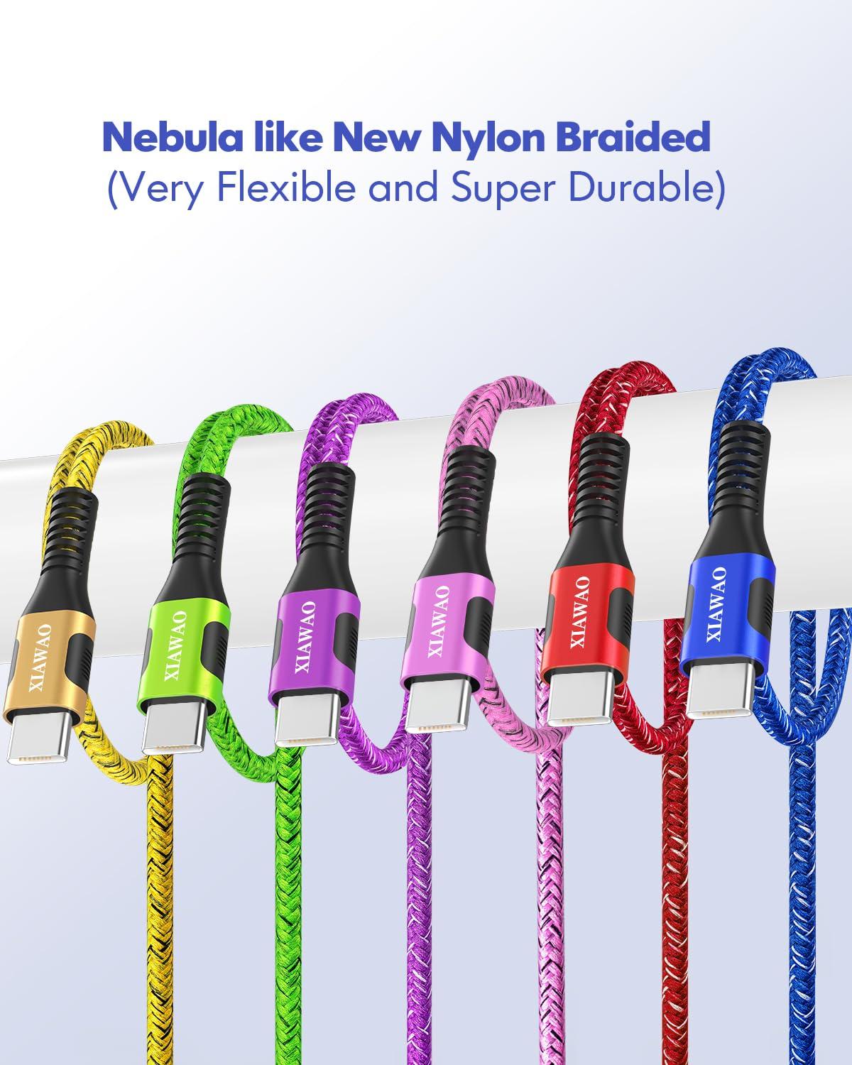 XIAWAO USB to USB C Cable (6-Pack, 10ft 6ft), USB A to Type C Charger Fast Charging Cord, for Samsung Galaxy S25 S24 S23 S22 S21 S20 A56 A55 A36 A35 A16 A15, iPhone 16 15, Moto G, Pixel and More - Image 6