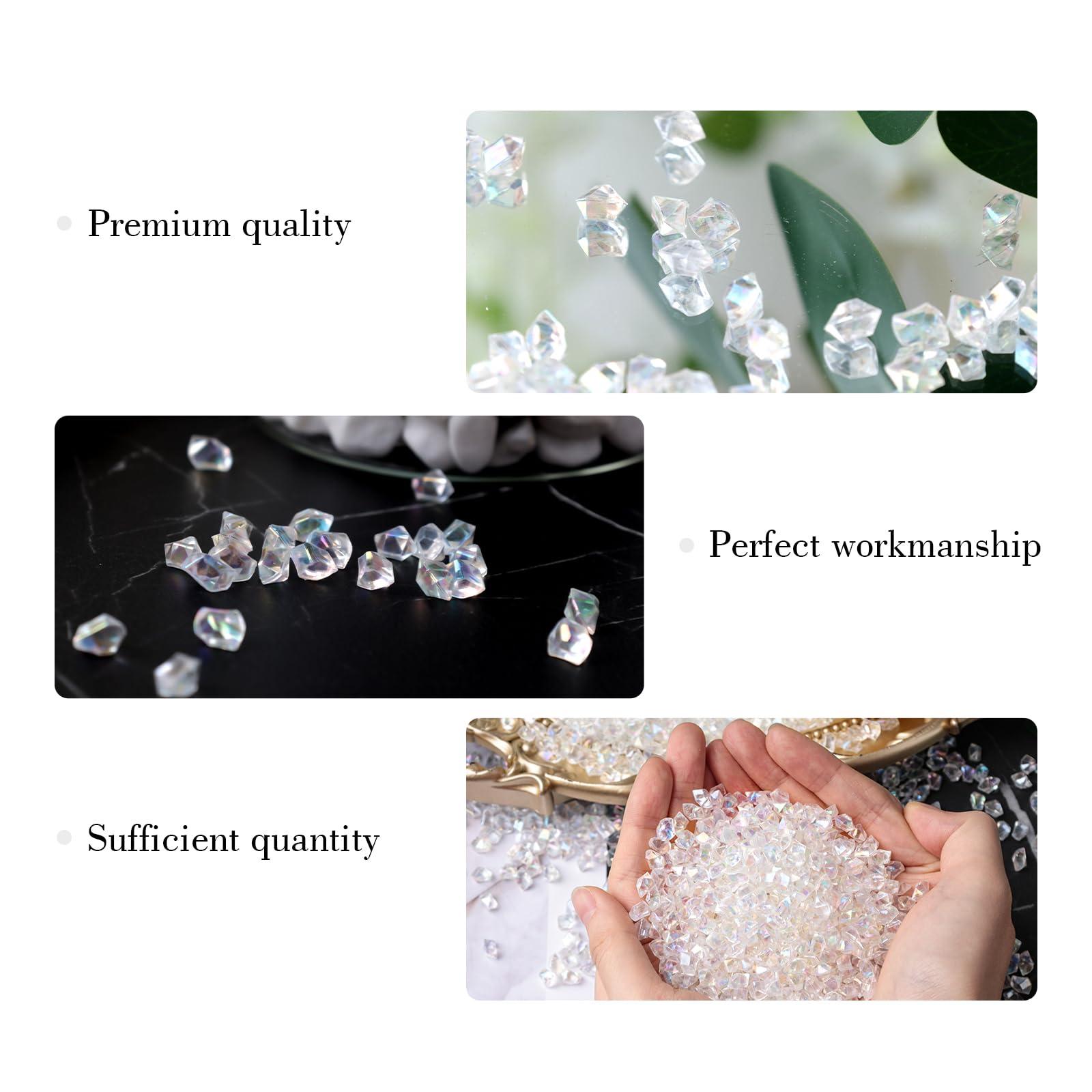 DomeStar 4200PCS Clear Fake Ice, Iridescent Acrylic Fake Diamonds, Vase Fillers, Crushed Ice Rocks Plastic Gems for Centerpiece Fish Tank Table Scatter Photography Props Display Decoration - Image 4