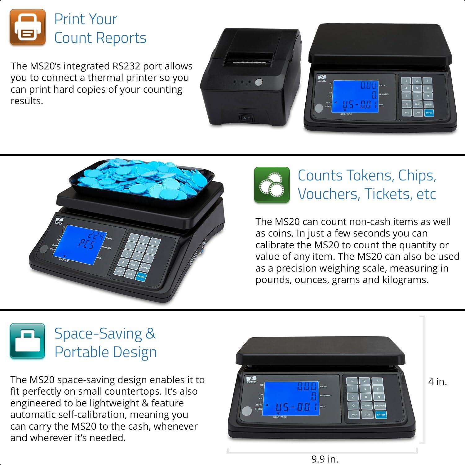 ZZap MS20 Coin Counting Scale - Money Cash Currency Weighing Machine - Image 7