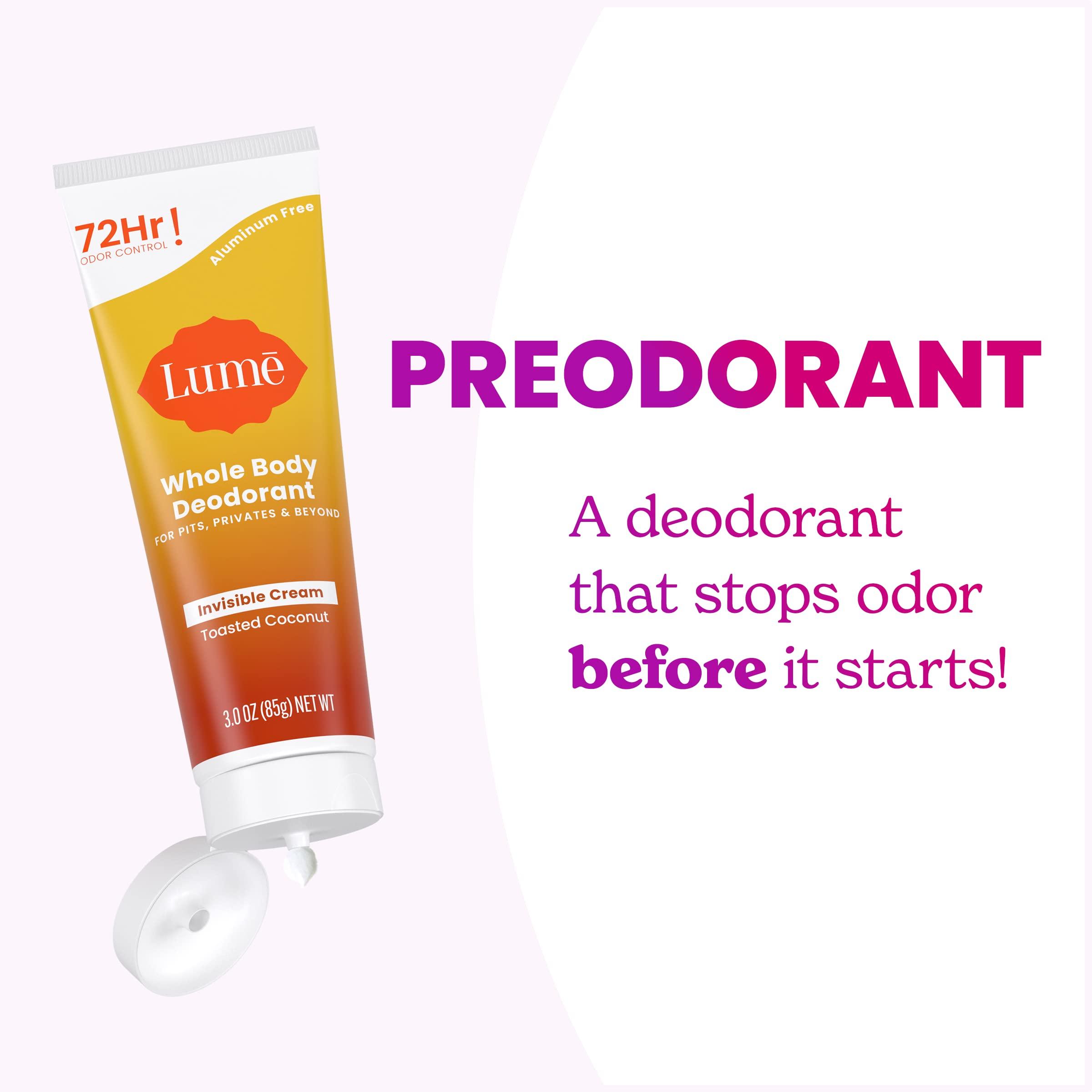 Lume Whole Body Deodorant - Invisible Cream Tube - 72 Hour Odor Control - Aluminum Free, Baking Soda Free, Skin Safe - 3.0 ounce (Toasted Coconut) - Image 5
