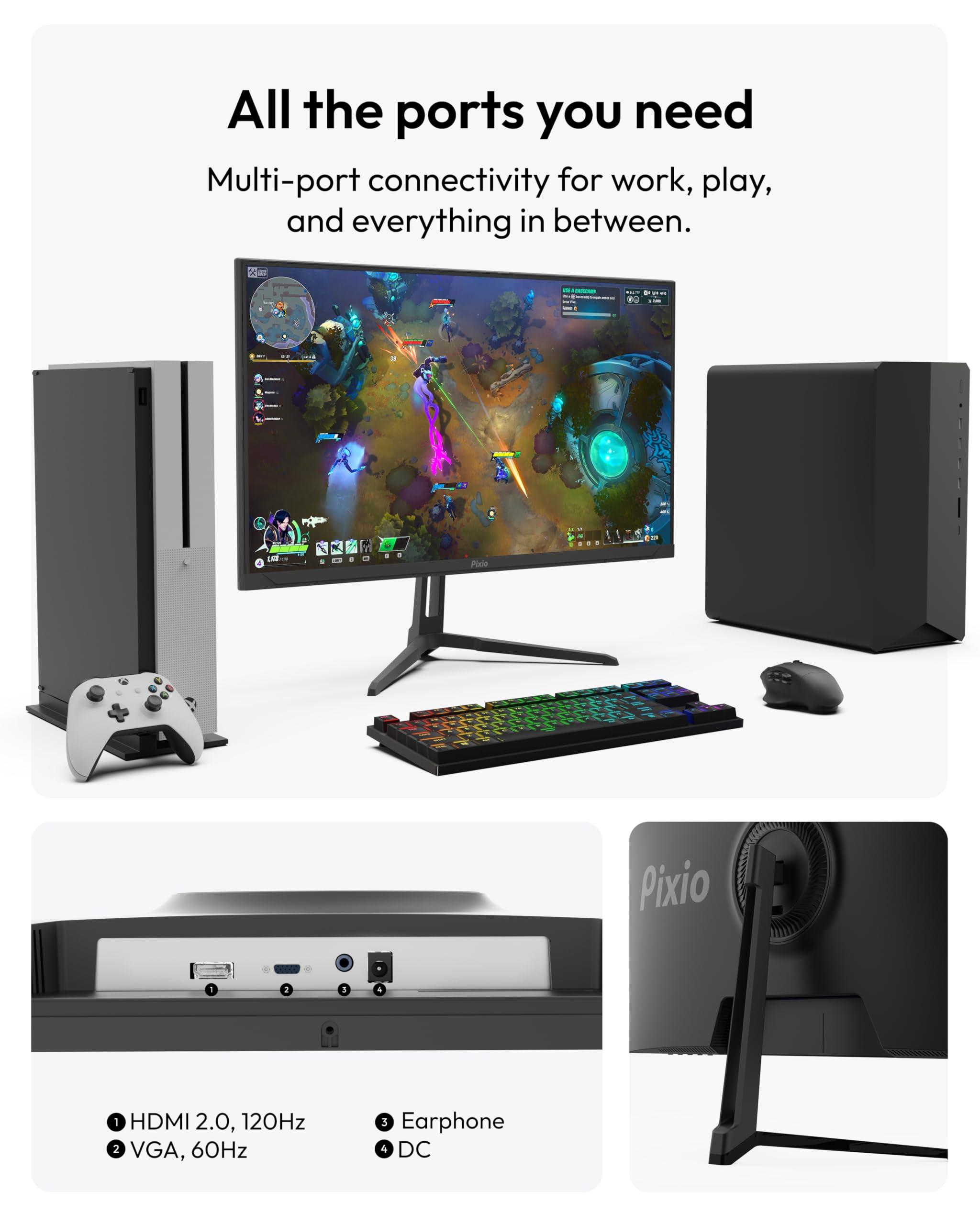 Pixio PX246 Wave 24 inch 120Hz Refresh Rate FHD 1080p Resolution IPS Panel 4ms GTG Response Time Gaming Monitor with Adaptive Sync - Image 5