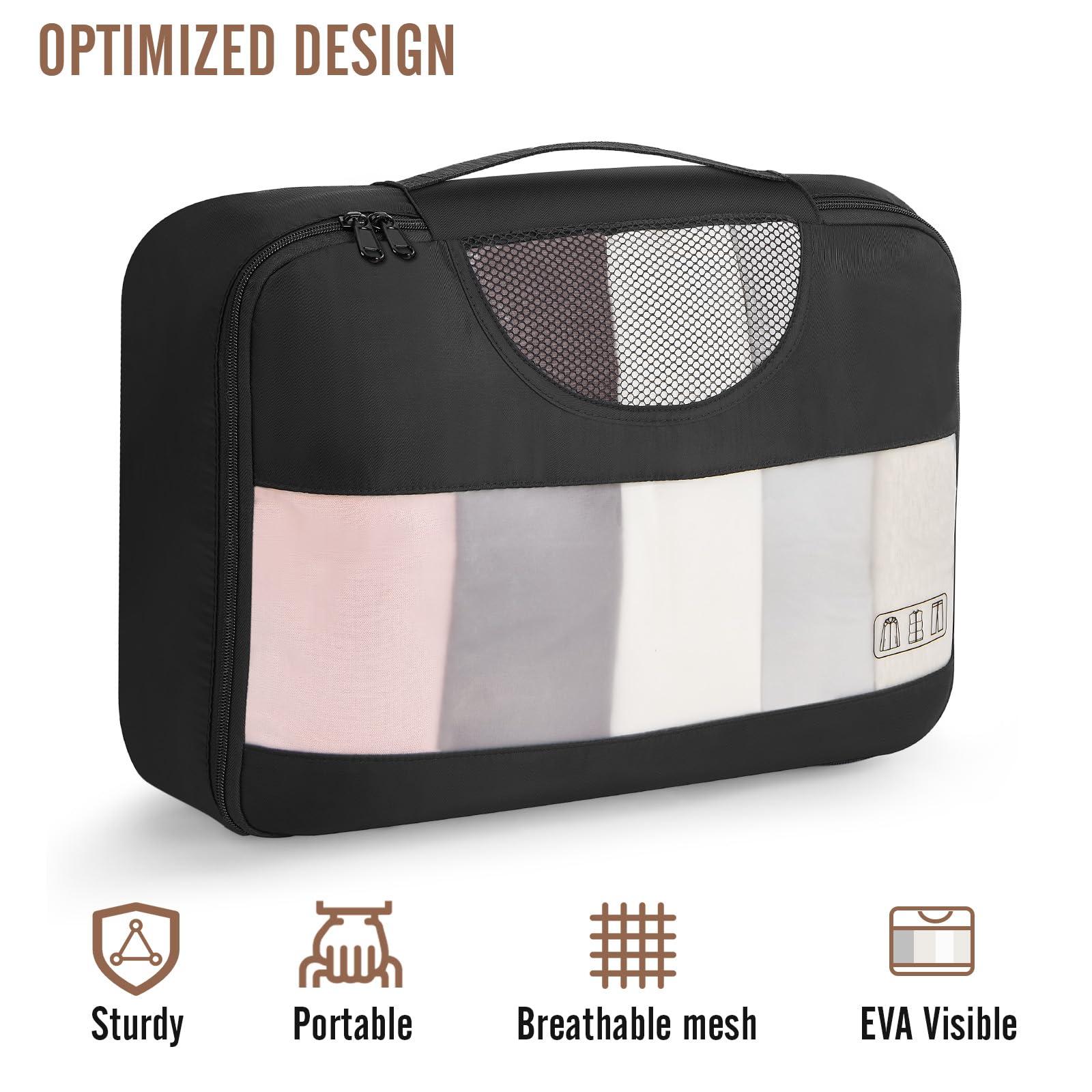 Veken 8 Set Packing Cubes for Travel Essentials, Suitcase Organizer Bags Set for Luggage, Road Trip Travel Accessories in 4 Sizes (Extra Large, Large, Medium, Small), Black - Image 4