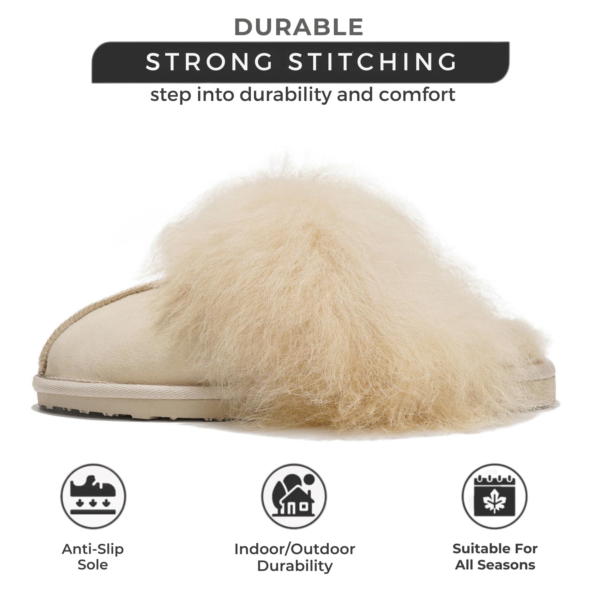 Project Cloud 100% Australian Sheepskin Scuff Slippers for Women - Genuine Shearling Memory Foam Slides for Women - Non-Slip Womens Slippers (Ryann) - Image 3