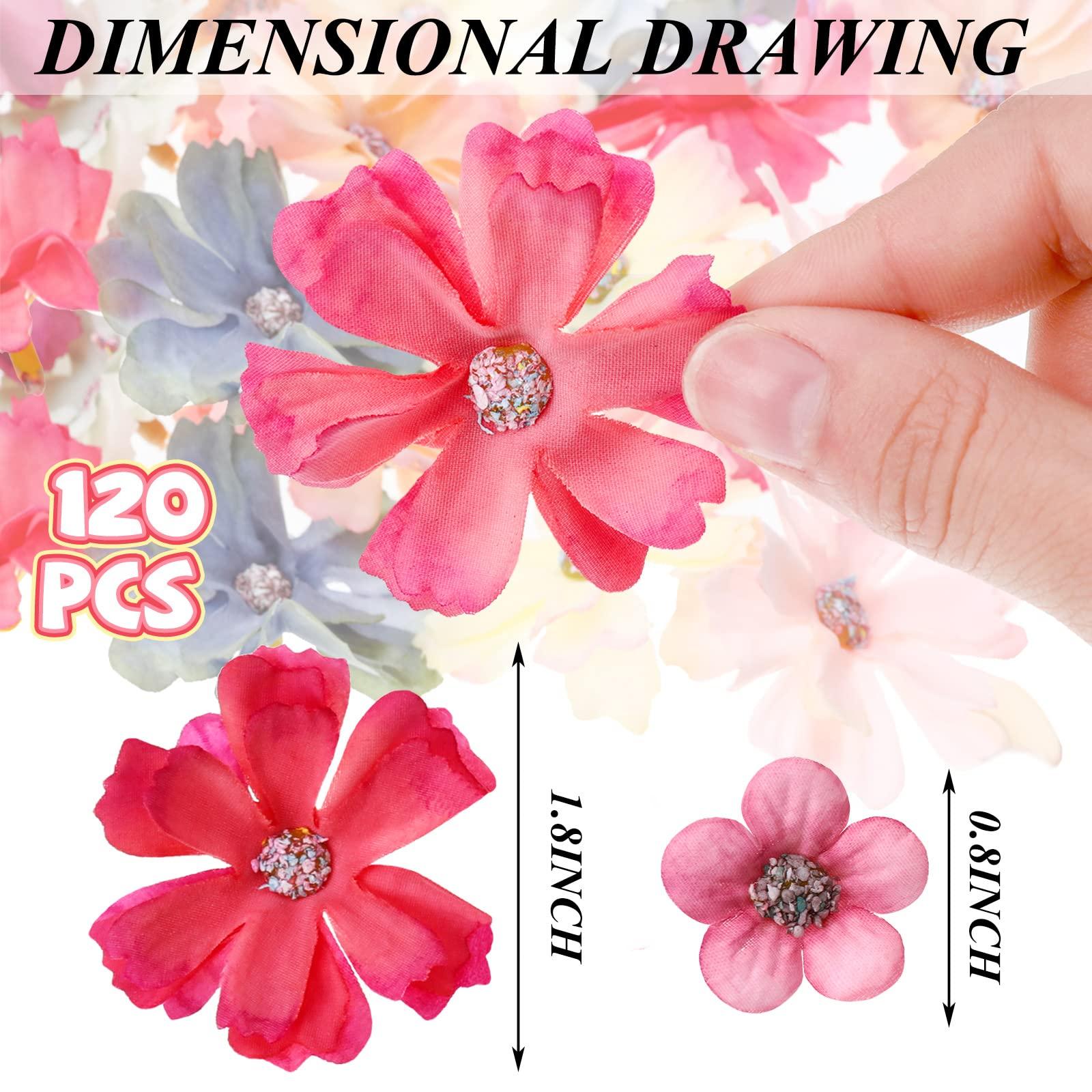 Geosar 120 Pcs Small Flowers for Crafts Spring Mini Faux Flowers Artificial Silk Fabric Floral Daisy Peony Floral Decorations DIY Wreath Accessories for Wedding Home Decor(Multicolor,Classic Style) - Image 3