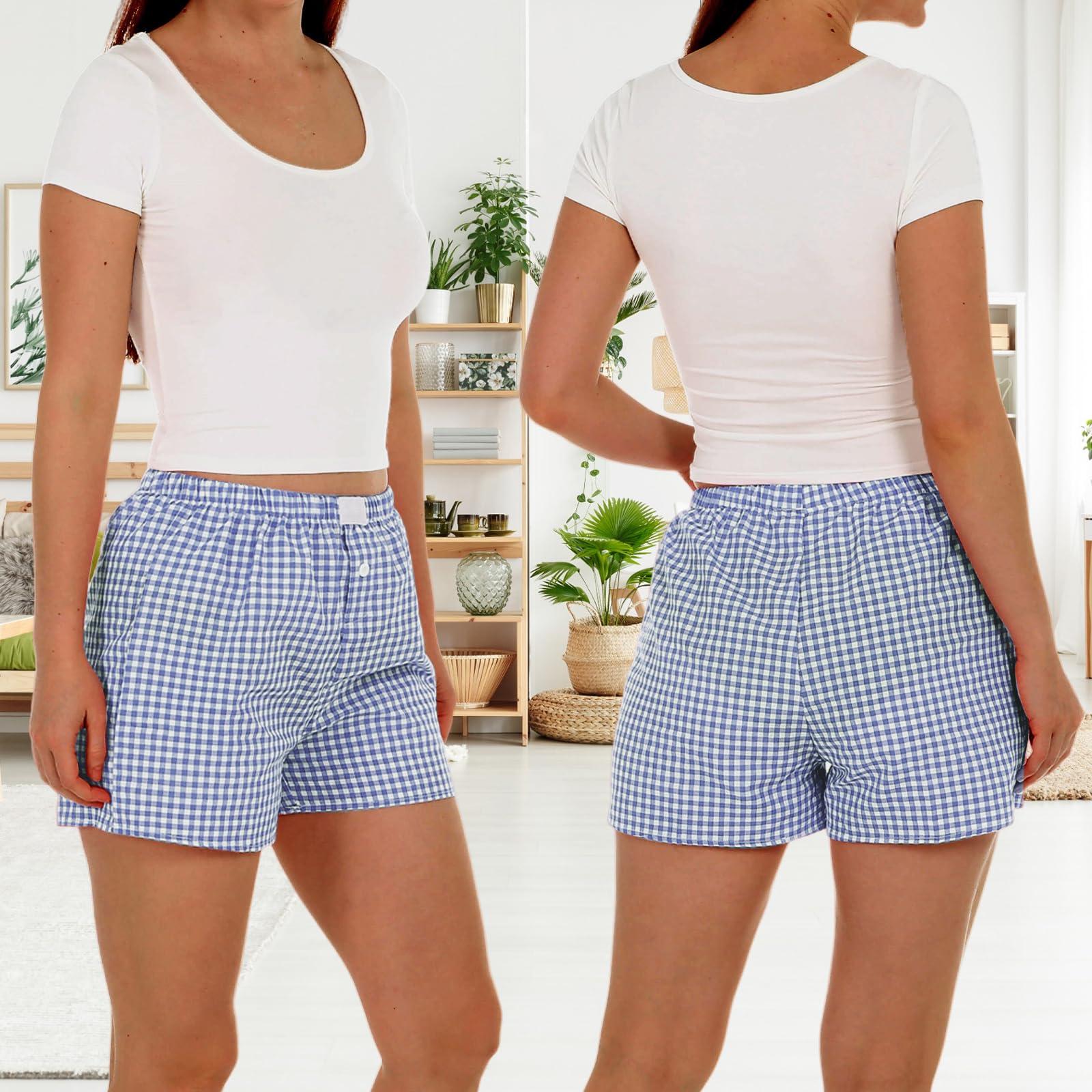 Bunnycool 3 Pack Women's Boxer Shorts, Casual Summer Pajama Gingham Shorts Sleep Plaid Pants Lounge Y2k Beach Bottoms 2025 - Image 2