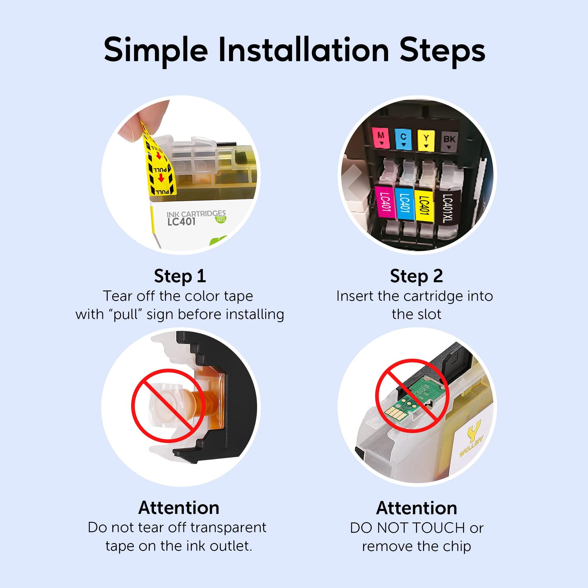 KOTANG LC401XL Ink Cartridge Replacement for Brother LC401XL Ink Work with MFC-J1170DW J1010DW J1012DW Printer (Black, Cyan, Magenta, Yellow, 4 Pack) - Image 4
