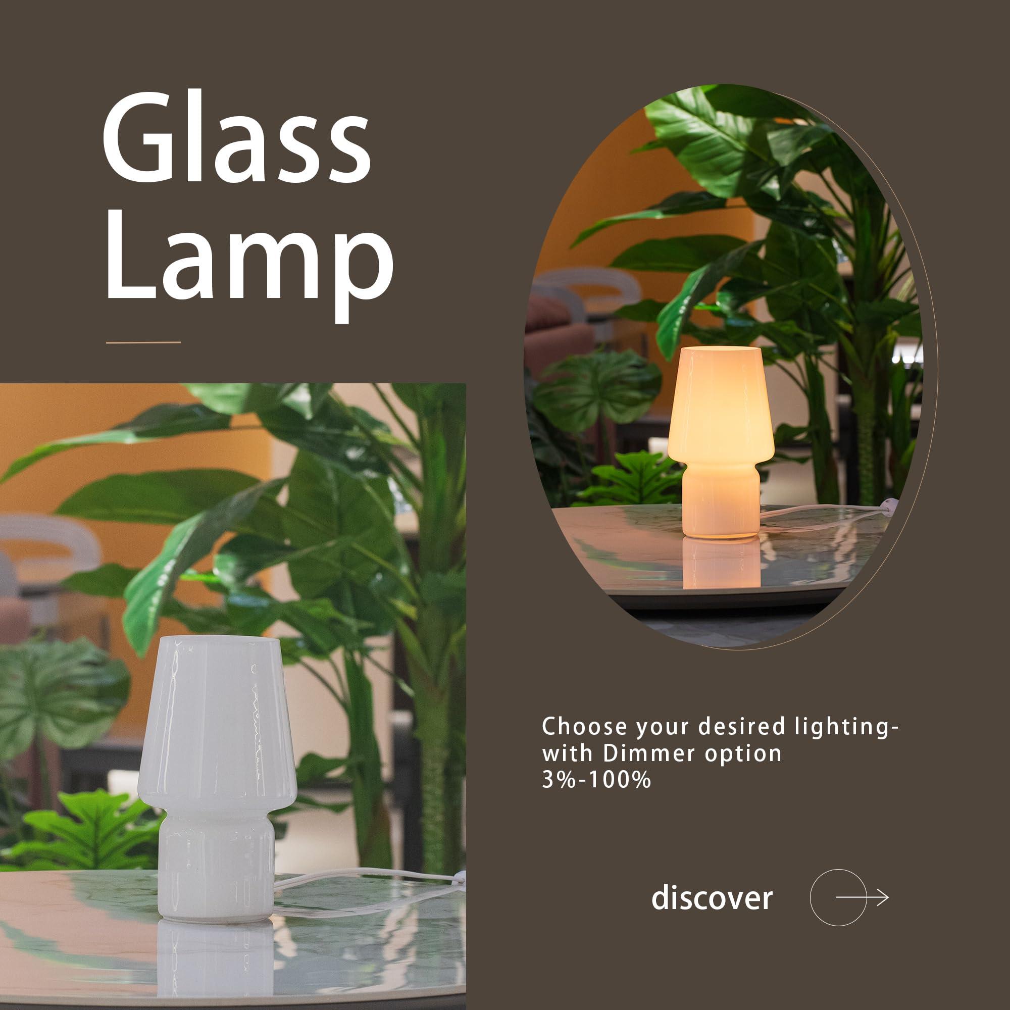 SUREYOND Mushroom Lamp,Mother's Day Gifts,Small Table Lamp,Cute Nightstand Kitchen Mini Lamp,Glass Table Lamp,Suitable for Bedrooms, Kitchens, Living Rooms, Bedside, Girl Gifts（White） - Image 3