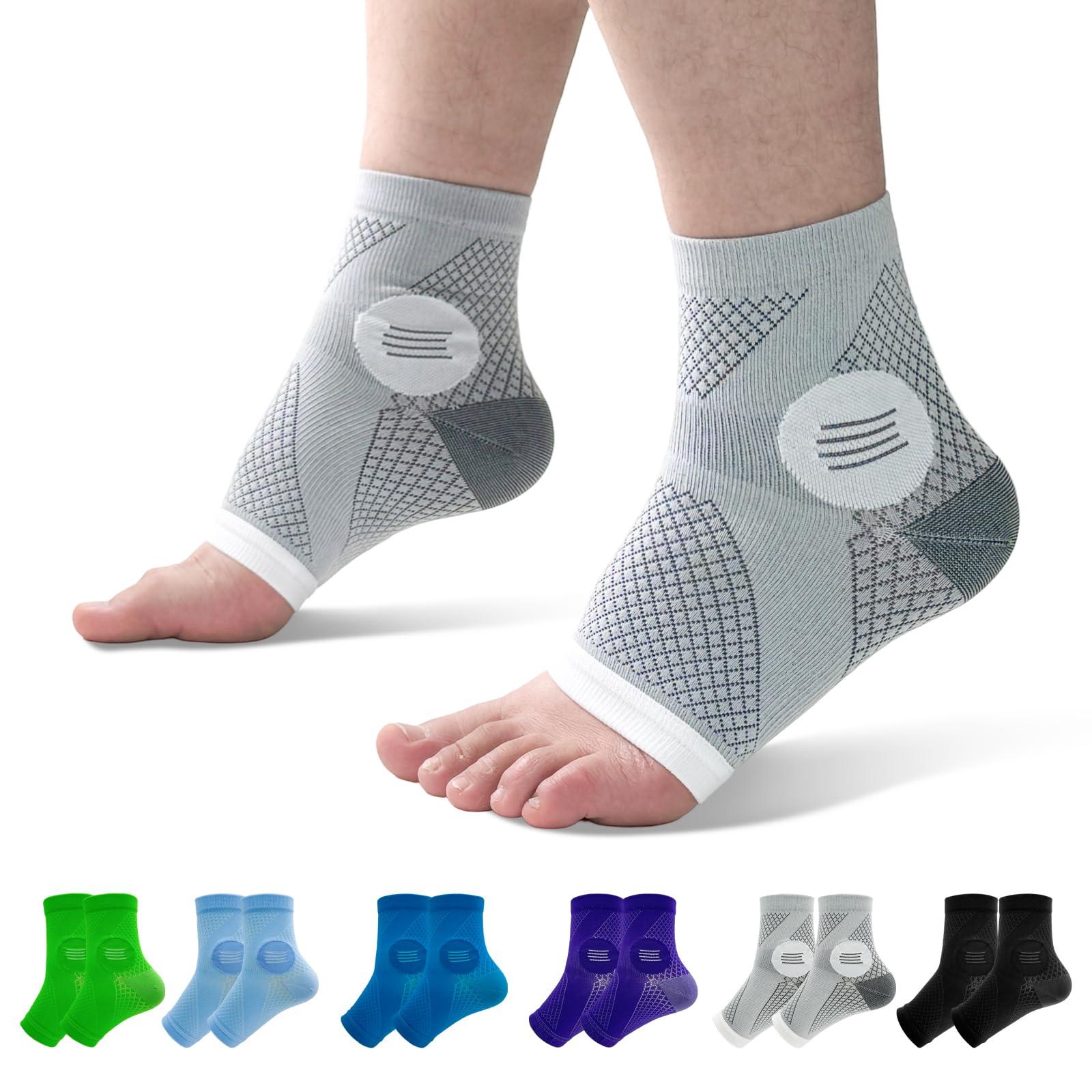 6Pairs Neuropathy Socks for Women and Men, Toeless Compression Socks, Soothe Relief Compression Socks, Compression Socks for Plantar Fasciitis, Achilles Tendonitis Relief, Arch Support (Large)