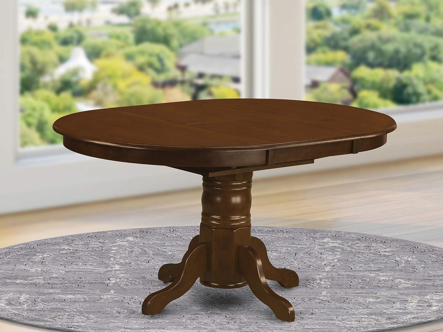 East West Furniture KET-ESP-TP Kenley Dining Room Table - an Oval Solid Wood Table Top with Butterfly Leaf & Pedestal Base, 42x60 Inch, Espresso - Image 2
