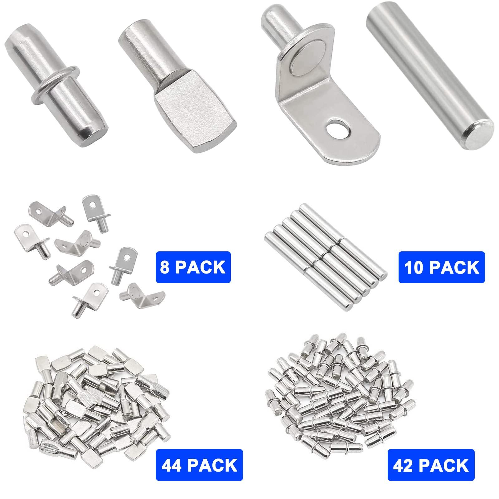 104Pcs Shelf Pins Kit,4 Styles Nickel Plated Shelf Support Pegs,Bookshelf Pegs for Shelves,Cabinet Shelf Bracket Pegs Shelf Pins Holders for Kitchen Furniture & Closet ( 5mm & 1/4inch ) - Image 4