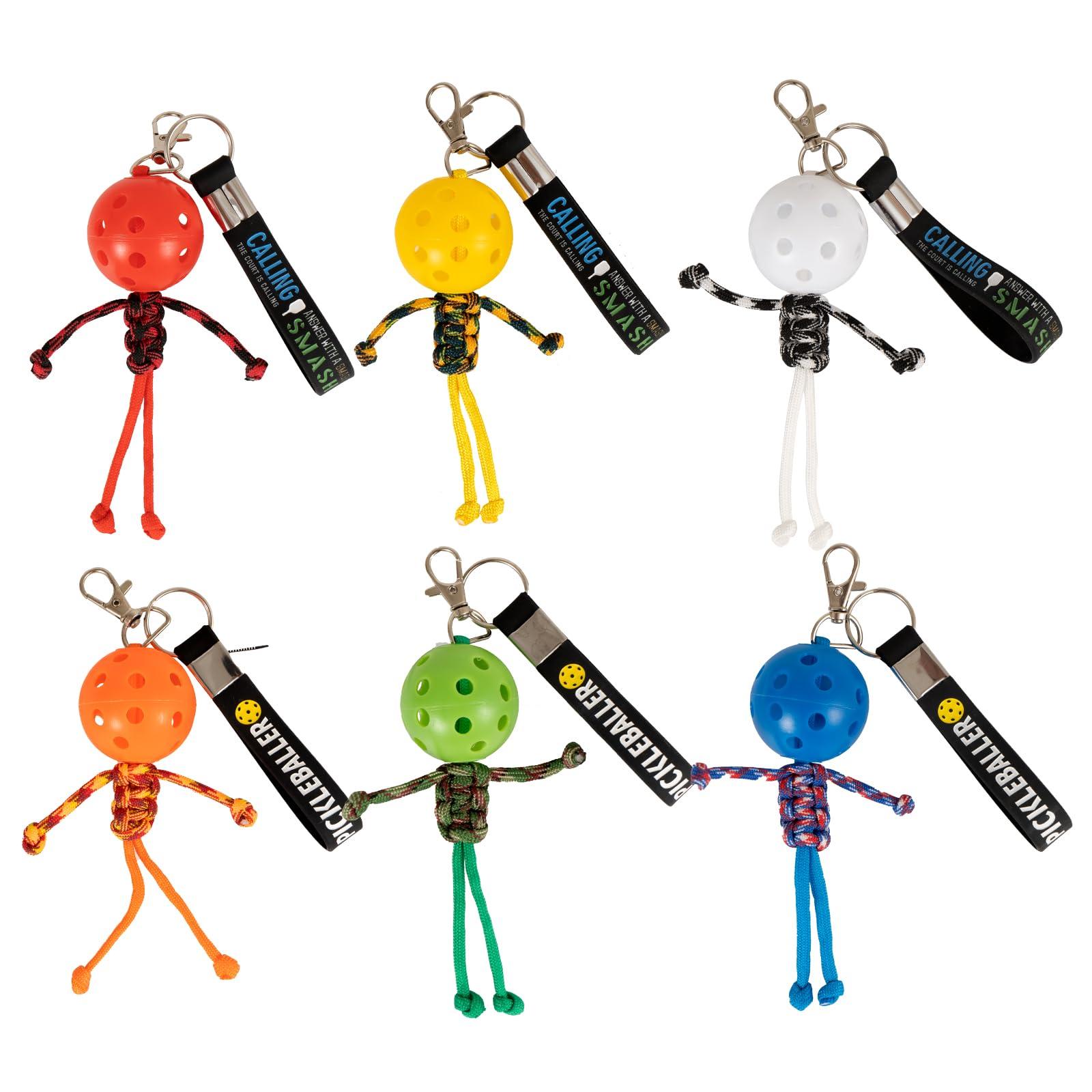 6Pcs Pickleball Handmade Keychains, Inspirational Gifts for Pickle ball Lovers Women Men, Cute Unique Design in 6 Colors