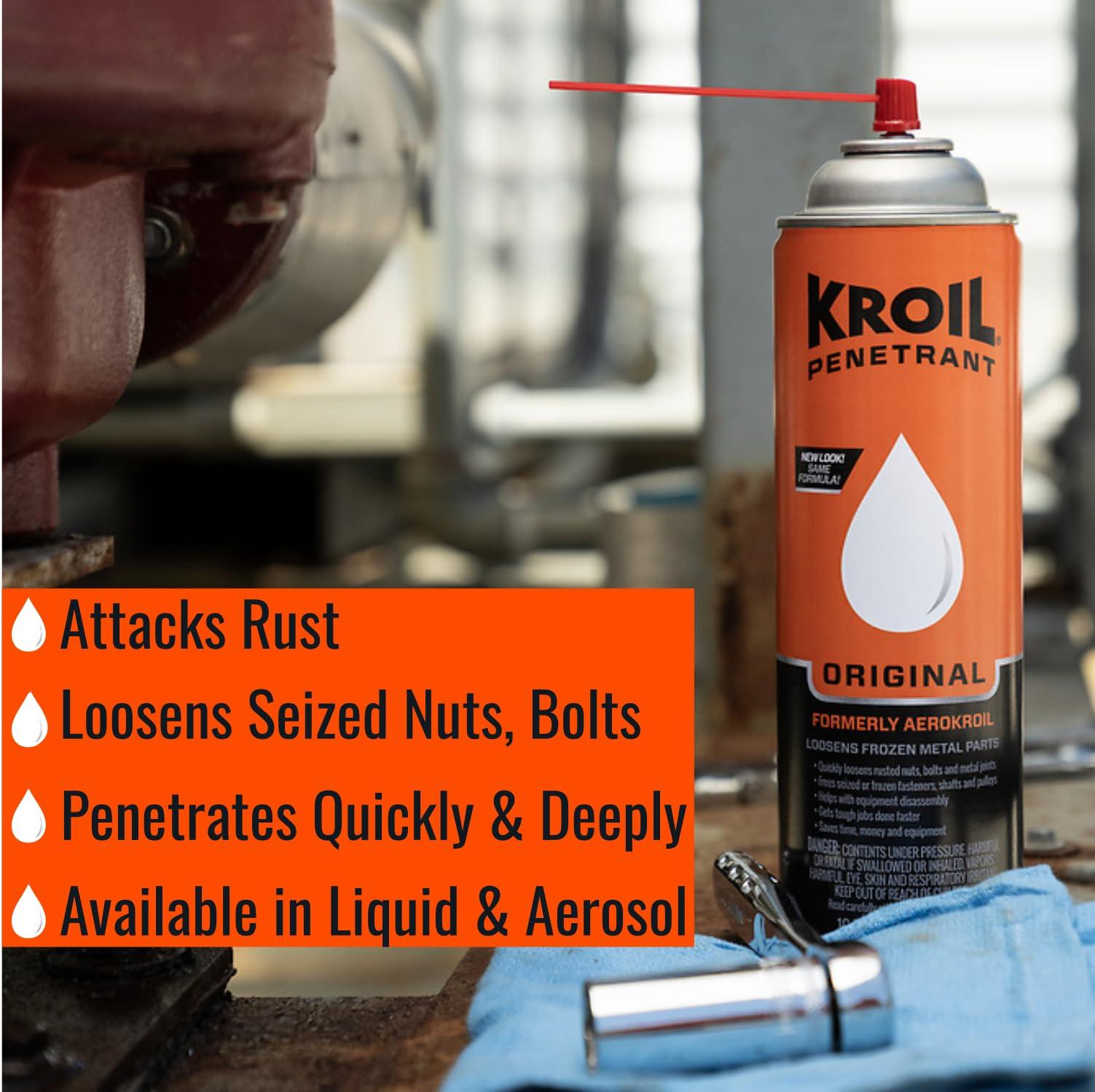 Kroil Original Penetrating Oil (Aerosol Spray-10oz Can-Case of 12) | Penetrant for Rusted Bolts, Metal, Hinges, Chains, Moving Parts | Rust, Corrosion Inhibitor (KS102C) - Image 2