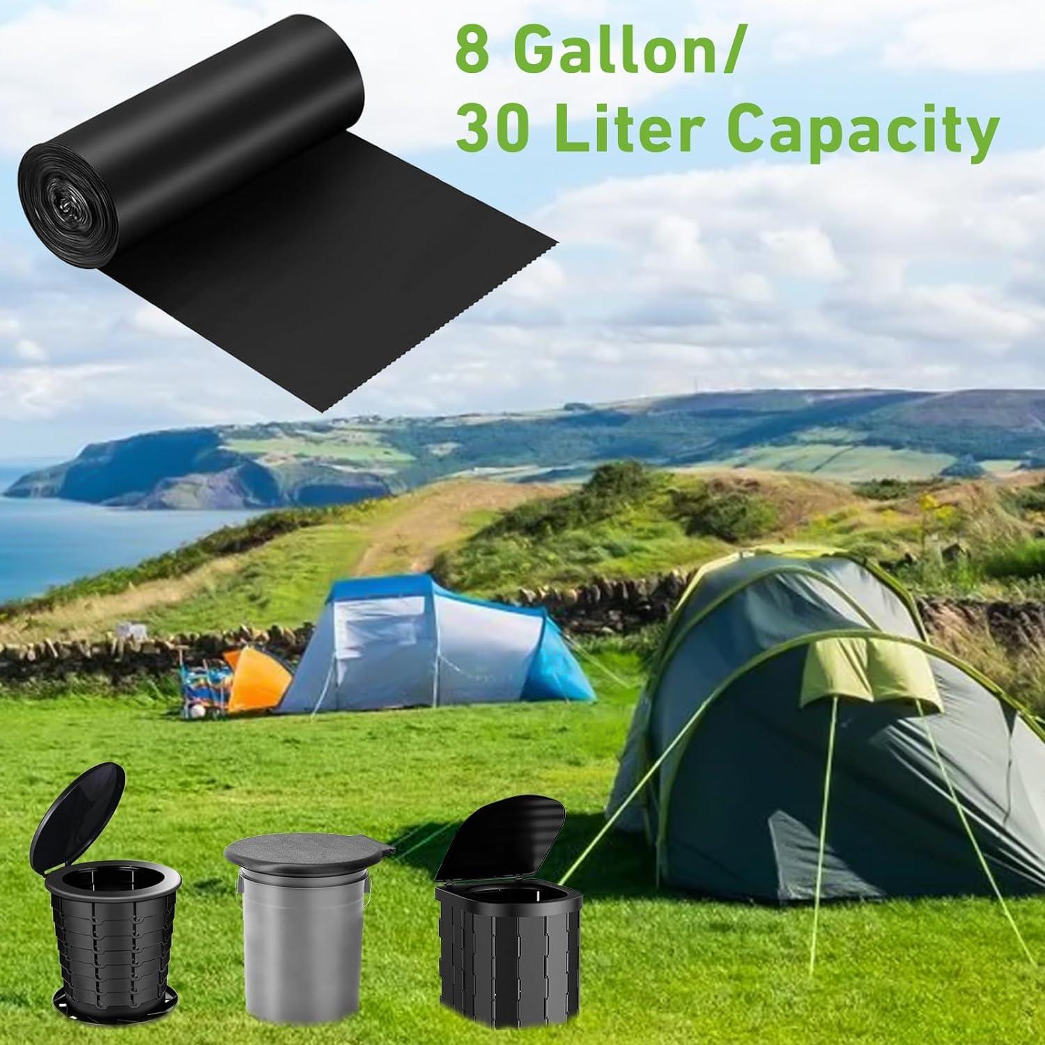 20 PCS Portable Toilet Bags for Camping - 100% Compostable & Biodegradable Toilet Replacement Bags, 8 Gallon Thickened Bucket Liner for Outdoor Boating Trip, Trash Bags Plastic Free - Image 5