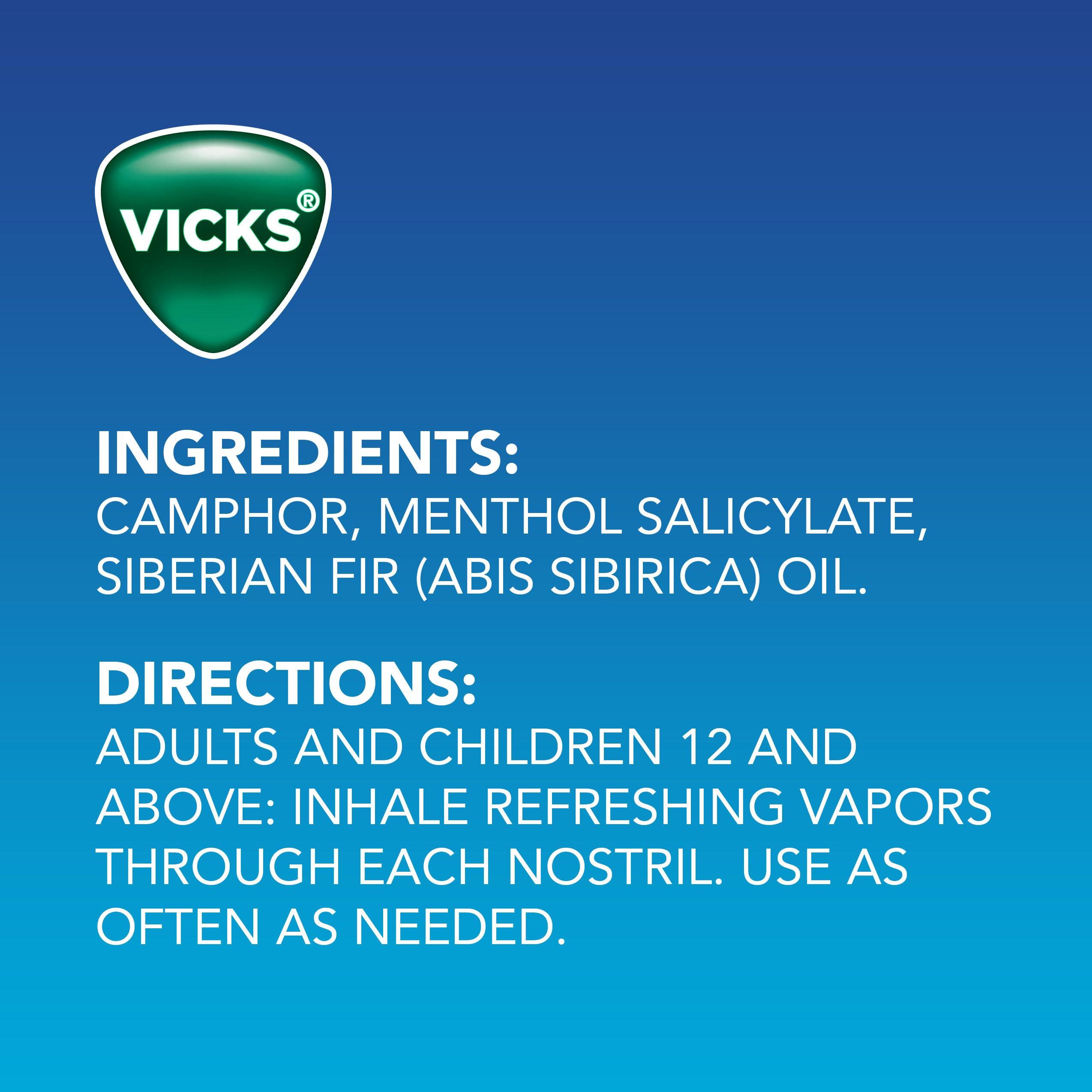 Vicks VapoInhaler, On-the-Go Portable Nasal Inhaler, Non-Medicated, With Refreshing Vicks Vapors, Menthol Scent , 2 Scented Sticks - Image 6