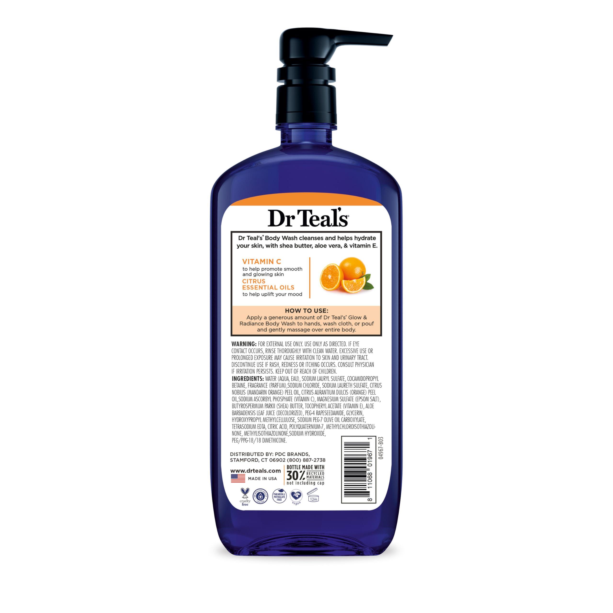 Dr Teal's Body Wash with Pure Epsom Salt, Glow & Radiance with Vitamin C & Citrus Essential Oils, 24oz (Pack of 2) - Image 10