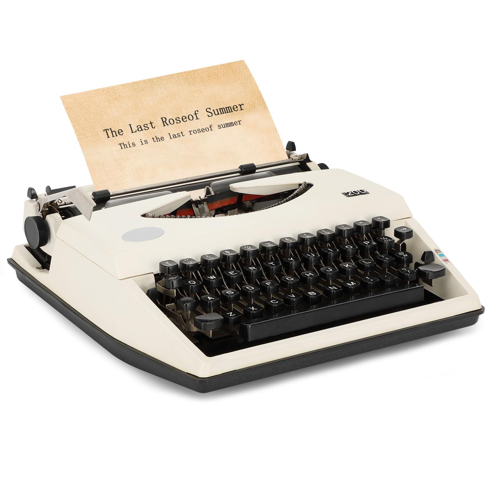 Manual Typewriter,White Traditional Portable Vintage Typewriter Deeply Restored by Craftsmen,Manual Typewriter for Writing,Letters and Vintage Collectible Present,Classic Retro Manual Typewriter