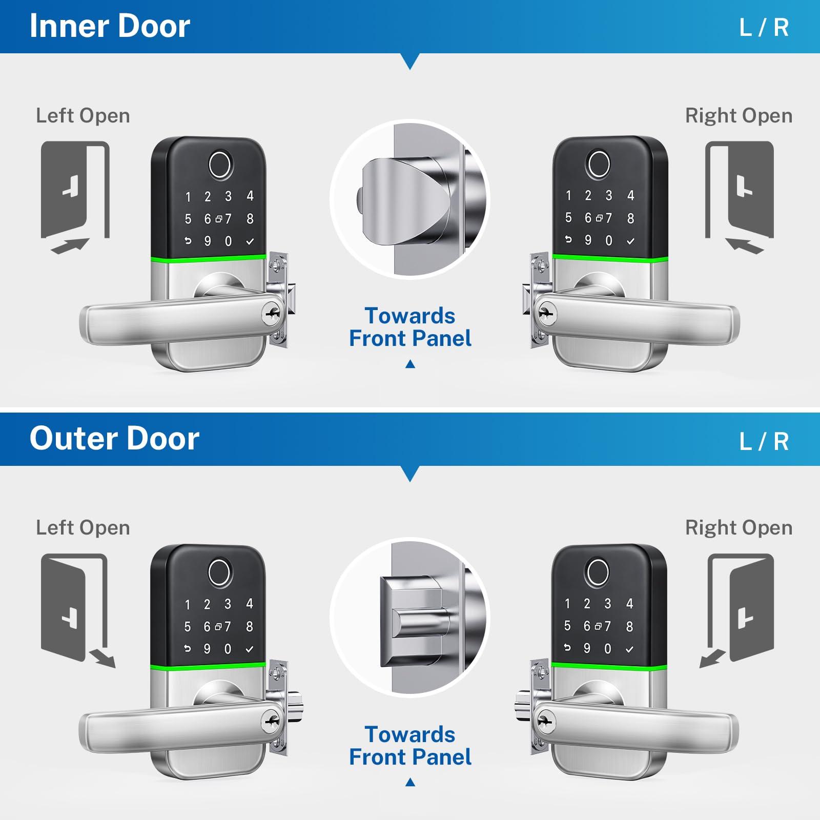 Keypad Smart Door Lock with Handle: Kucacci Keyless Entry Door Lock - Smart Lock for Front Door - Electronic Door Lock with Keypad for Exterior Door - Deadbolt Lever Alternative - Easy Installation - Image 7