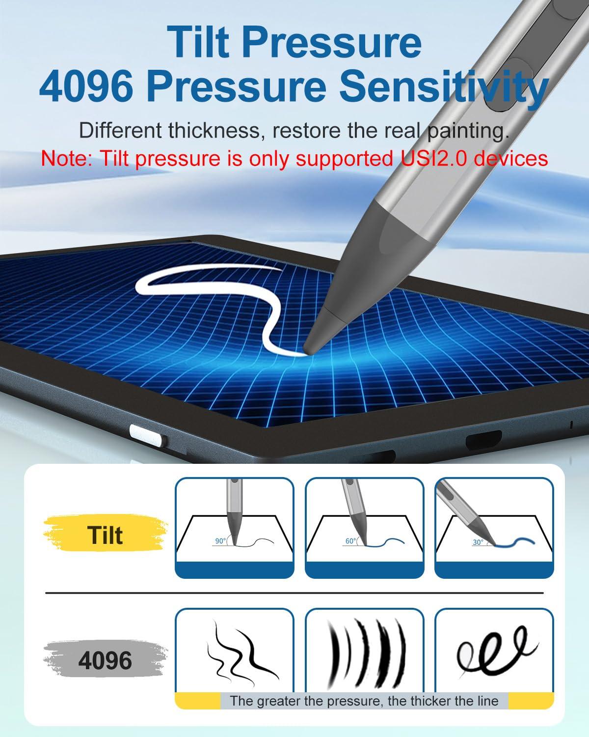 USI 2.0 Stylus Pen - for Amazon Fire Max 11, Lenovo Chromebook Duet, Acer Chromebook Spin314, Google Pixel Tablet Stylus, 4096 Pressure Magnetic Kindle Fire Max 11 Pen Spare Tips Included USI Stylus - Image 4