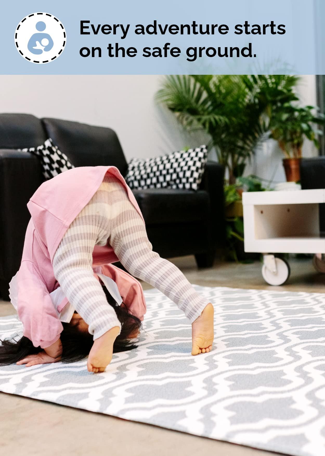 Baby Care Play Mat (Large, Moroccan - Blue) 82'' x 55'' Original One-Piece Reversible Rollable Waterproof Play Mat for Infants, Babies, Toddler, and Kids - Image 3