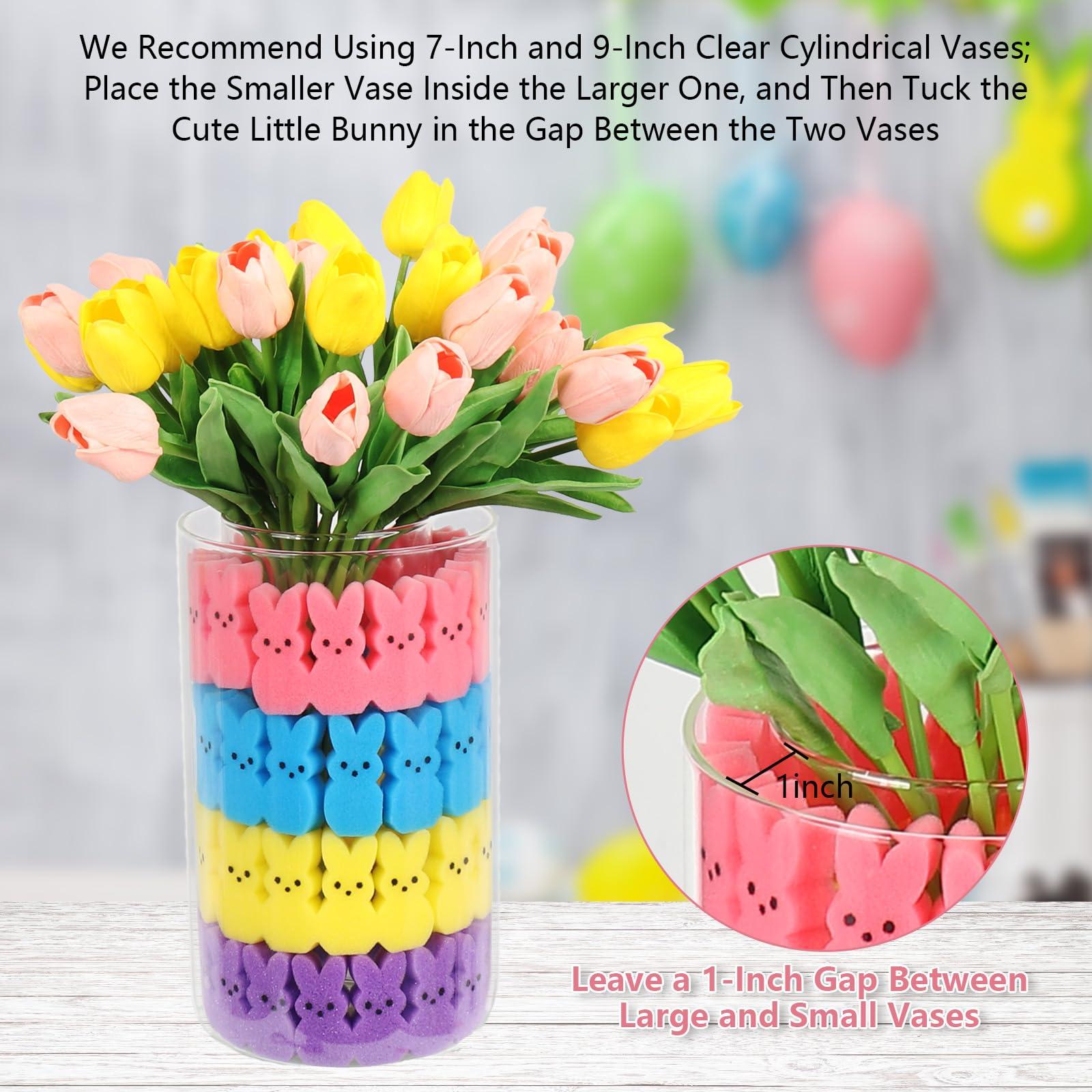 Lettry Easter Decorations, 64pcs Cute Sponges Bunnies Vase Filler, Spring Indoor Decor for Tiered Tray andTable Decorations(Mixed Colors) - Image 5