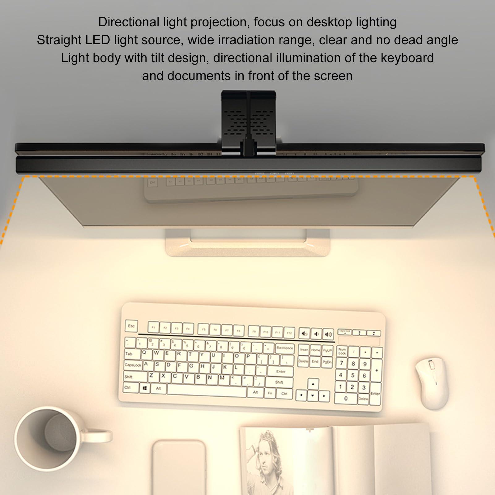 Computer Monitor Lamp, LED Screen Light Bar for Eye Caring, Stepless Dimmable, Touch Control, Office Monitor Light (White) - Image 6