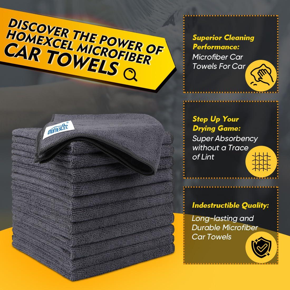 HOMEXCEL Microfiber Cleaning Cloth 12 Pack, 12.5 x 12.5 inch Microfiber Towels for Cars, Ultra Absorbent Car Washing Cloth, Lint Free Streak Free Cleaning Rags for Car, Kitchen, and Window (Grey) - Image 2
