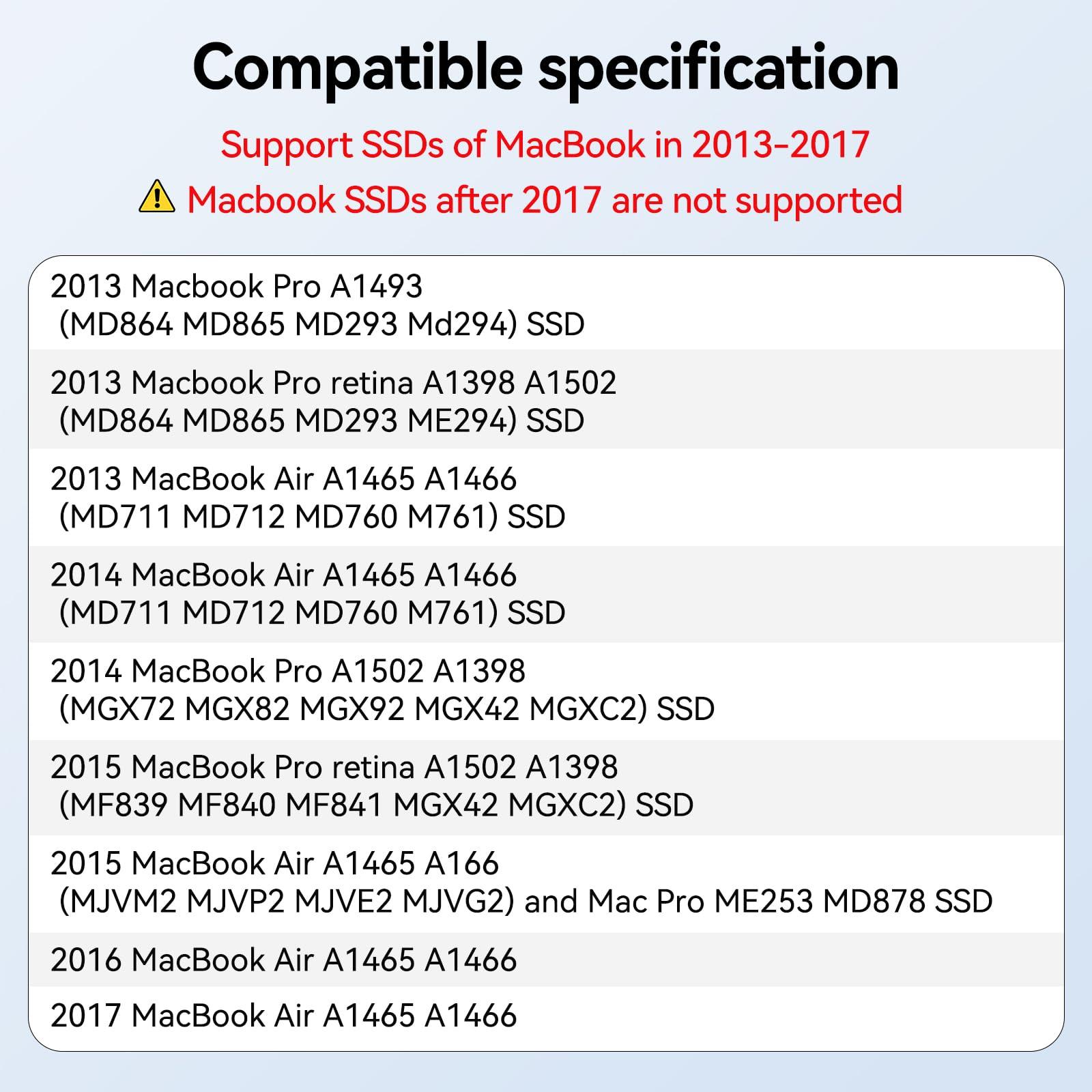 ACASIS USB C 3.2 SSD Enclosure for Apple SSD 12+16 PIN MacBook Pro,MacBook Air, Mac Pro, iMac from 2013 to 2017 A1465 A1466 A1502 SSD，MacBook SSD Enclosure with M.2 NVMe Adapter - Image 2