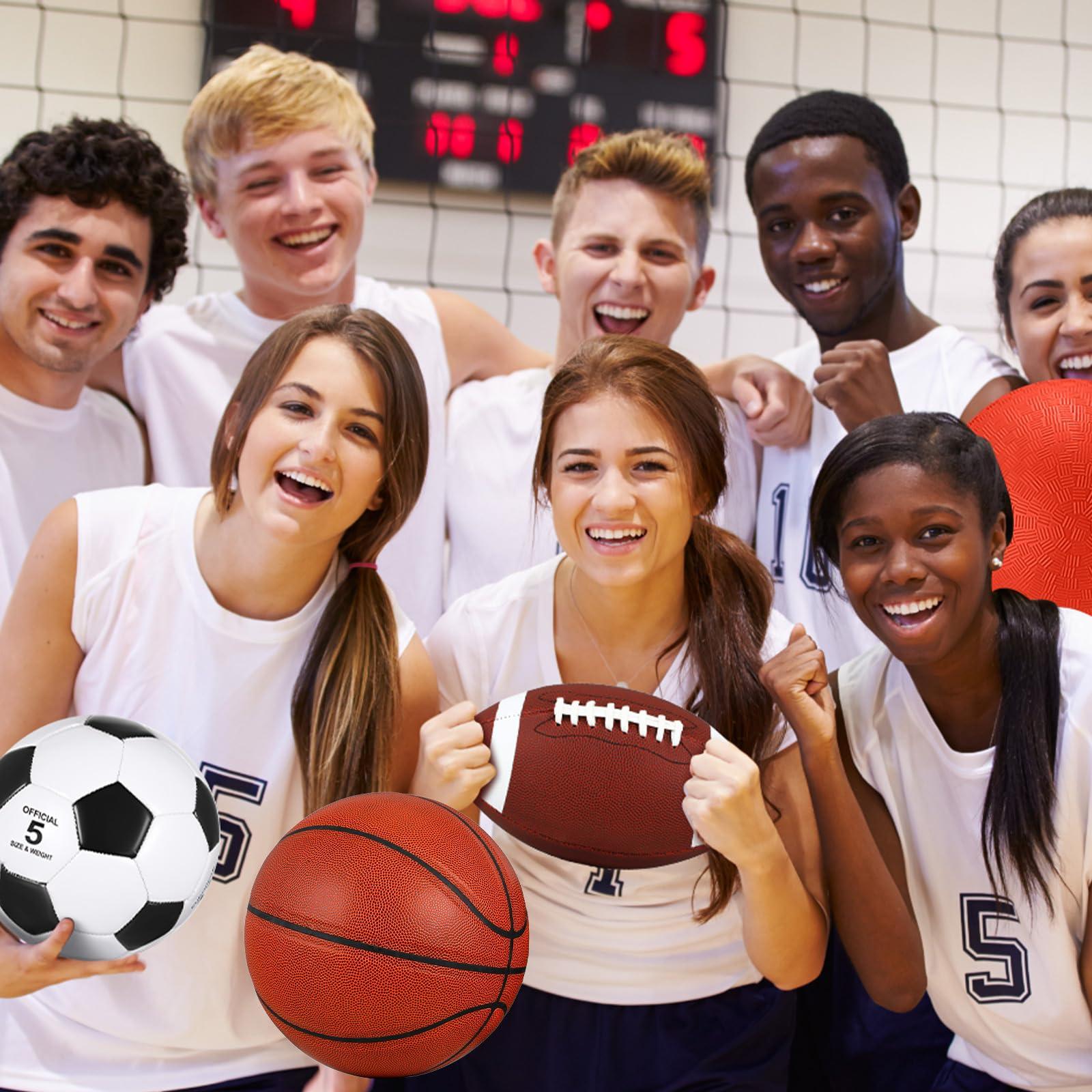 HyDren Sports Balls Set for Teen Adult, Include Official Size Basketball Soccer Ball Football Playground Ball with Pump and Equipment Carry Bag Sports Gift Back to School - Image 6