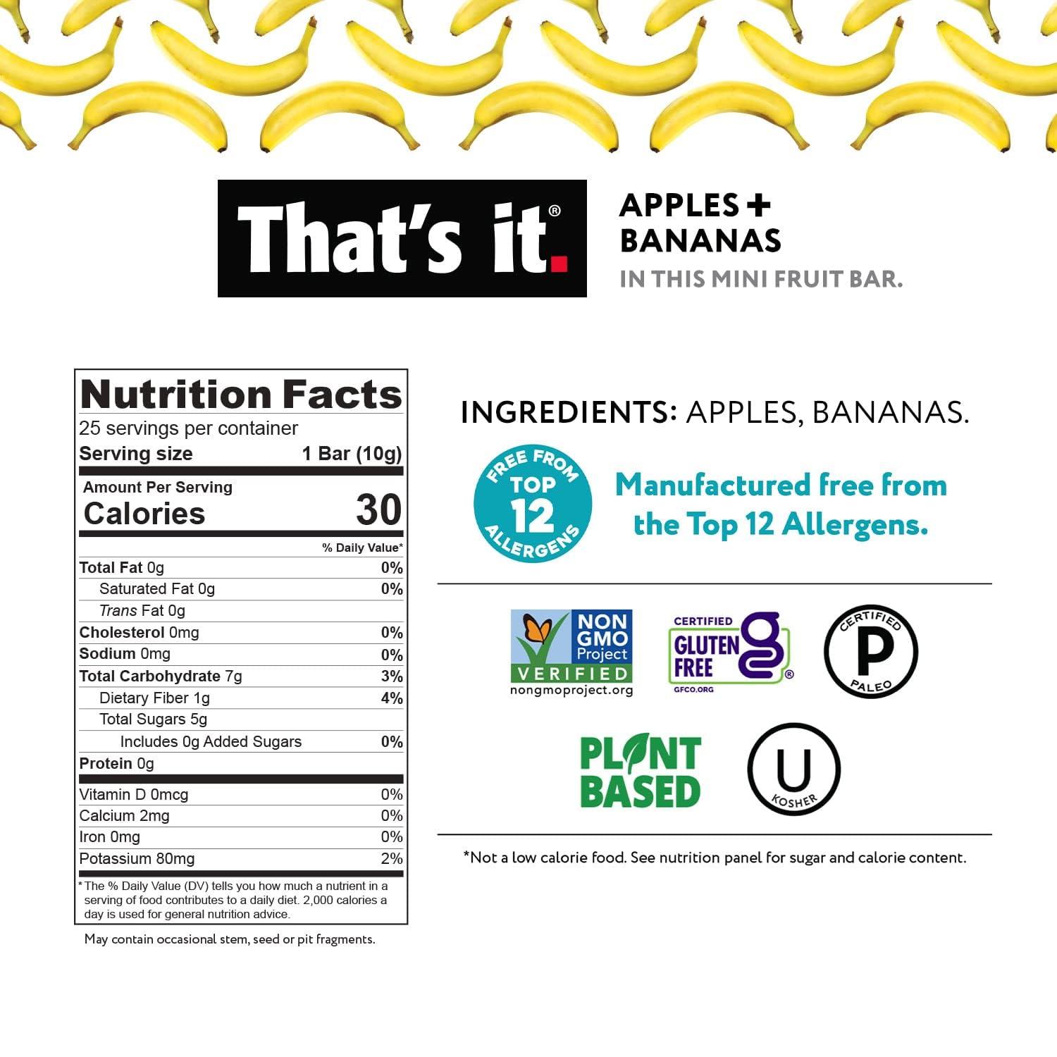 That’s It. Fun Size Fruit Bars Variety Pack(50 Pieces, 10g Each) With Apples + Bananas, Apples + Cranberries, Non-GMO, Paleo and Kosher Friendly, Gluten Free Breakfast Snacks - Image 3
