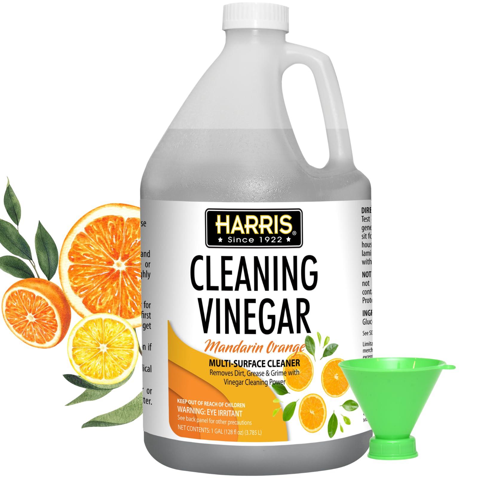 HARRIS Cleaning Vinegar All Purpose Household Surface Cleaner, 128oz (Orange) with Easy Pour Funnel Included - Image 1