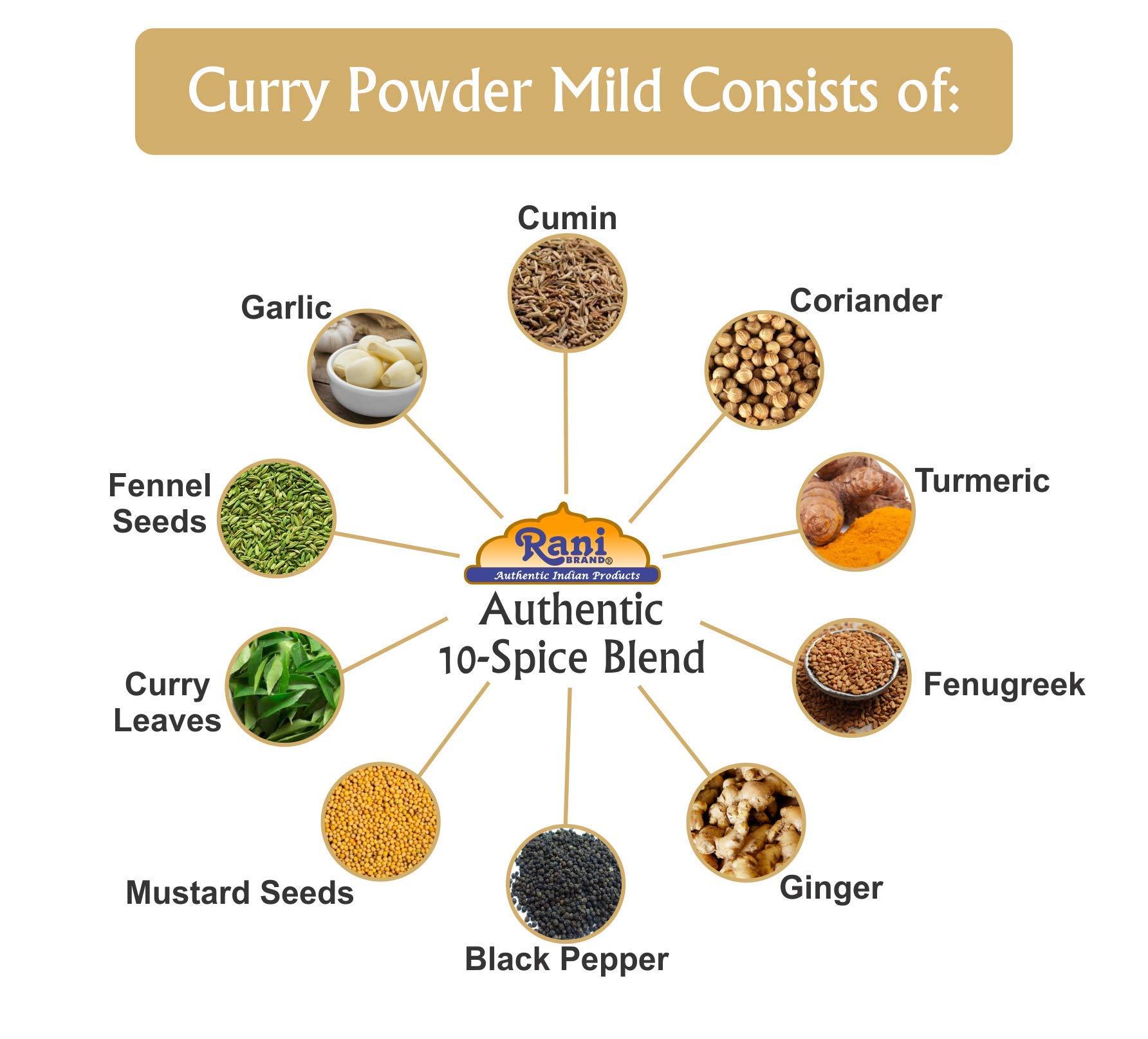 Rani Curry Powder Mild (10-Spice Authentic Indian Blend) 400oz (25lbs) 11.36kg Bulk Box ~ All Natural | Salt-Free | NO Chili or Peppers | Vegan | No Colors | Gluten Friendly | NON-GMO | Indian Origin - Image 2