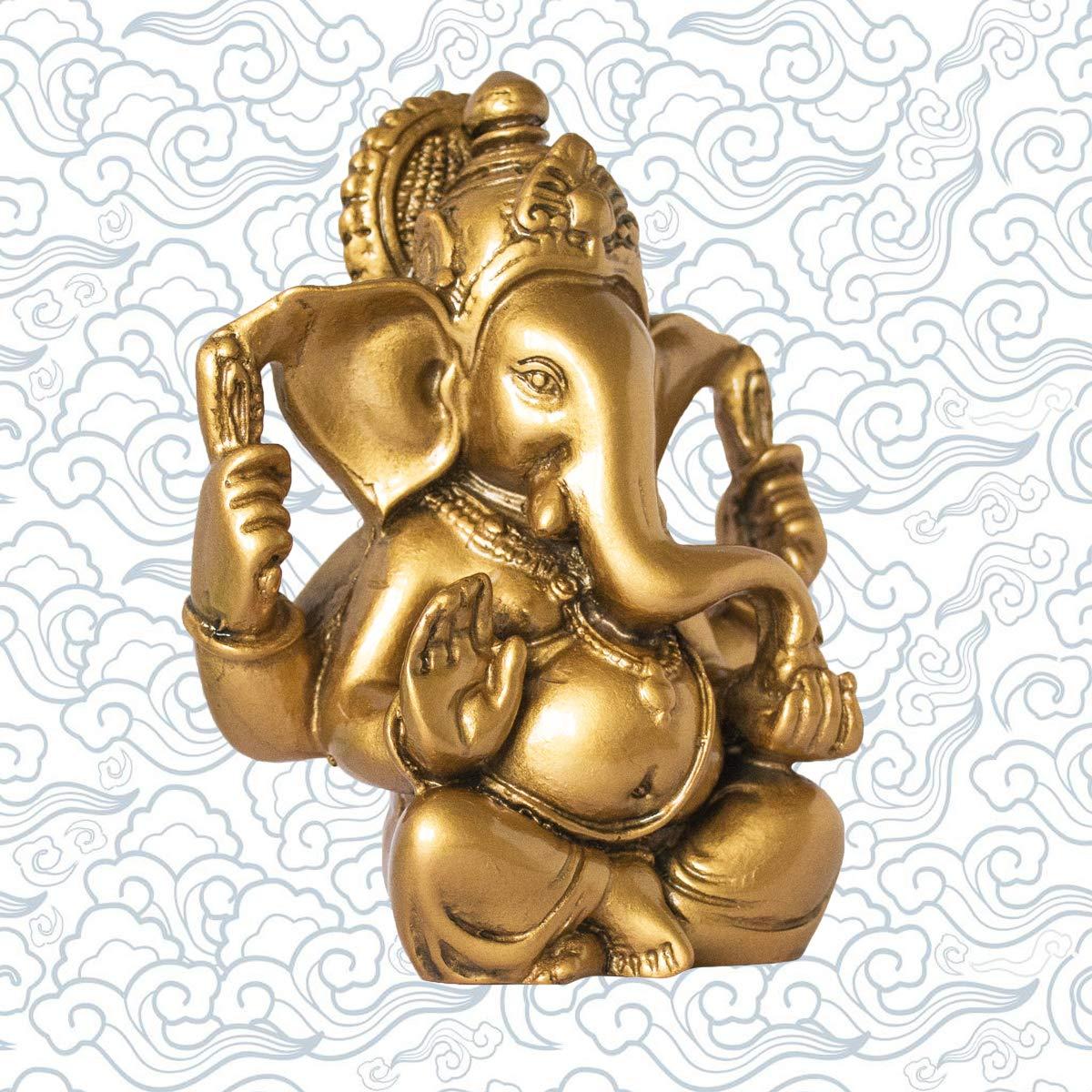 Addune Hindu God Lord Ganesha Idol Statue Indian Elephant Buddha Ganesh Sculpture Blessing Home Pooja Diwali Decor Lucky (Gold) - Image 3