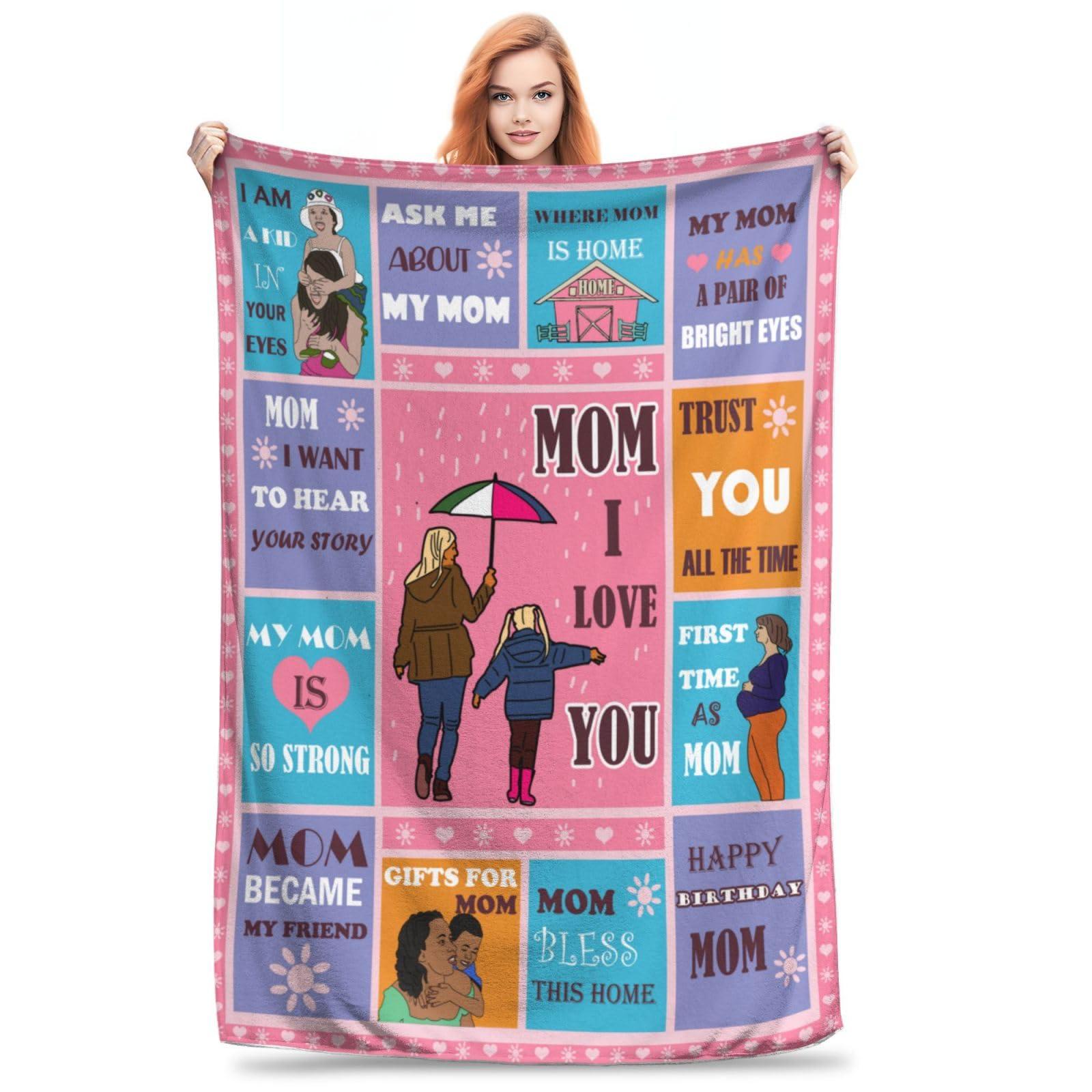 Gifts for Mom,I Love You Mom,Mom Birthday Gifts Blanket for Mom from Daughter,Best Mom Gifts for Mom Unique Throw Blankets 50"X40"
