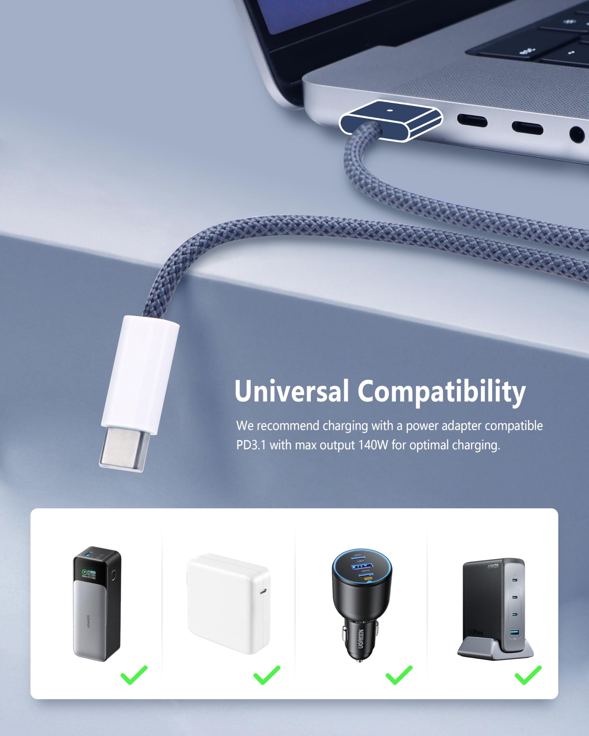 DERLULU USB-C to Magnetic 3 Fast Charging Cable (2 m/6.6 ft), USB C Cable Compatible with MacBook Air (15''/13'' M3 2024, 15" M2 2023, 13" M2 2022), MacBook Pro (16"/14" 2023/2021), Midnight Blue - Image 7