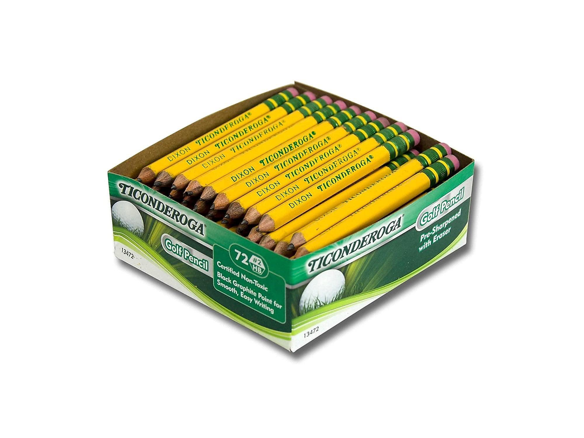 Ticonderoga Golf Pencils With Erasers, #2 HB Lead, Yellow, Pack Of 72 - Image 2