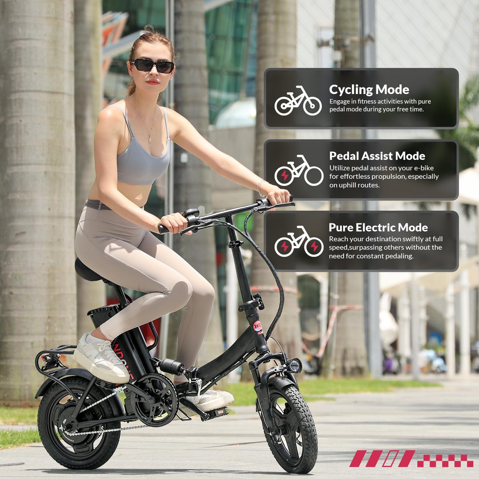 Windone S14/S16 Electric Bike for Adults, Max 19/22 MPH Speed & 28/50 Miles Range (PAS), 500W/750W Peak Motor, Foldable, Lightweight, Shock Absorbers, UL 2849 Certified Ebike - Image 4