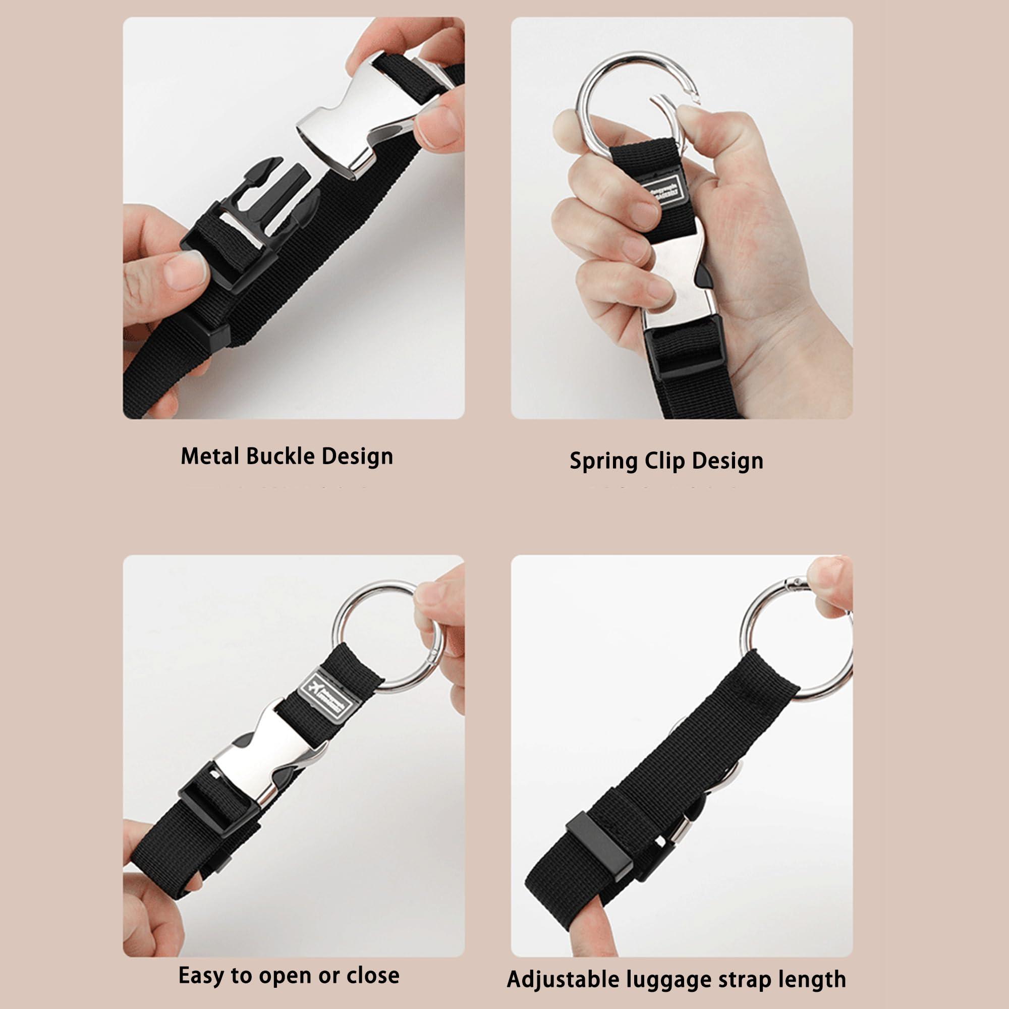 FLONSA Luggage Straps 2" Metal Key Ring Clips, Add-A-Bag Luggage Strap Jacket Gripper, Luggage Straps for Suitcases, Small Carabiner Clips for Keychains, Purse, and Travel Accessories-Black - Image 8