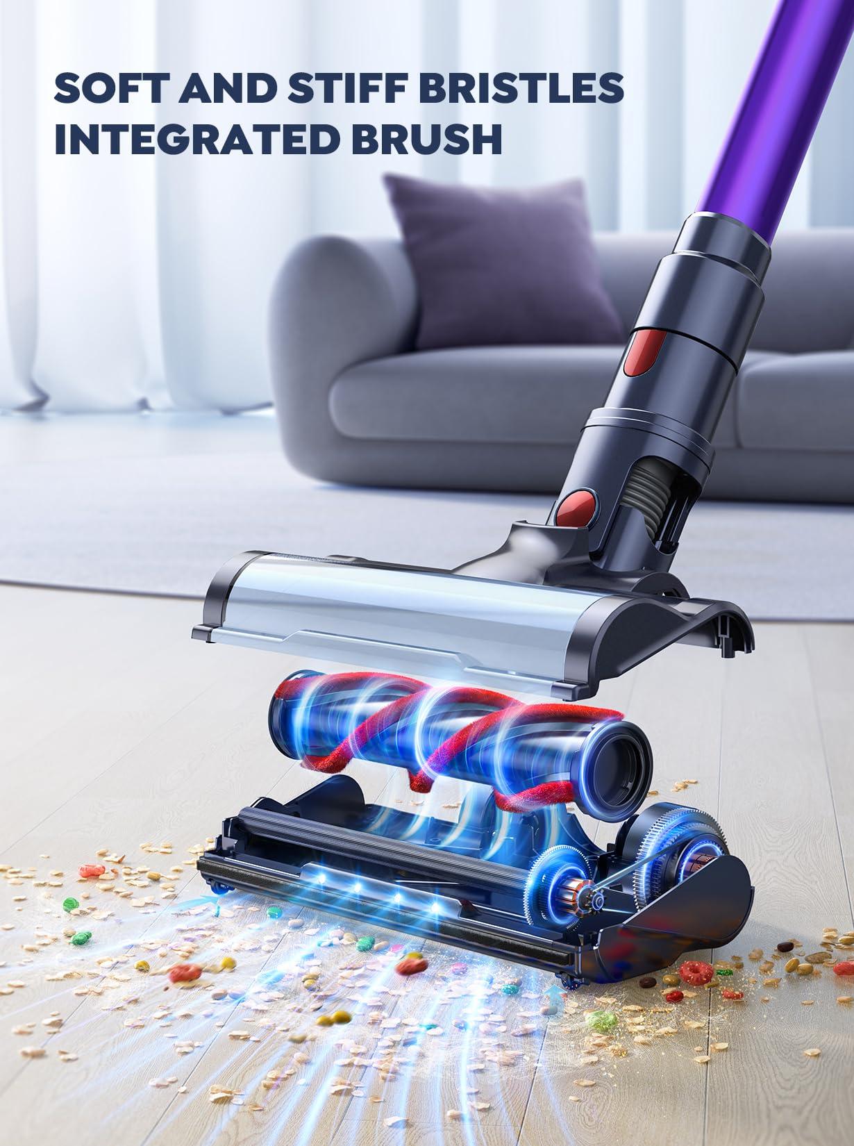 Cordless Vacuum Cleaner, 2 Batteries 110 Mins Runtime Vacuum Cleaners for Home, 40KPA 450W Stick Vacuum with Brushless Motor, Automatically Adjust Suction, Handheld Vacuum for Pet Hair/Carpet/Floor - Image 7