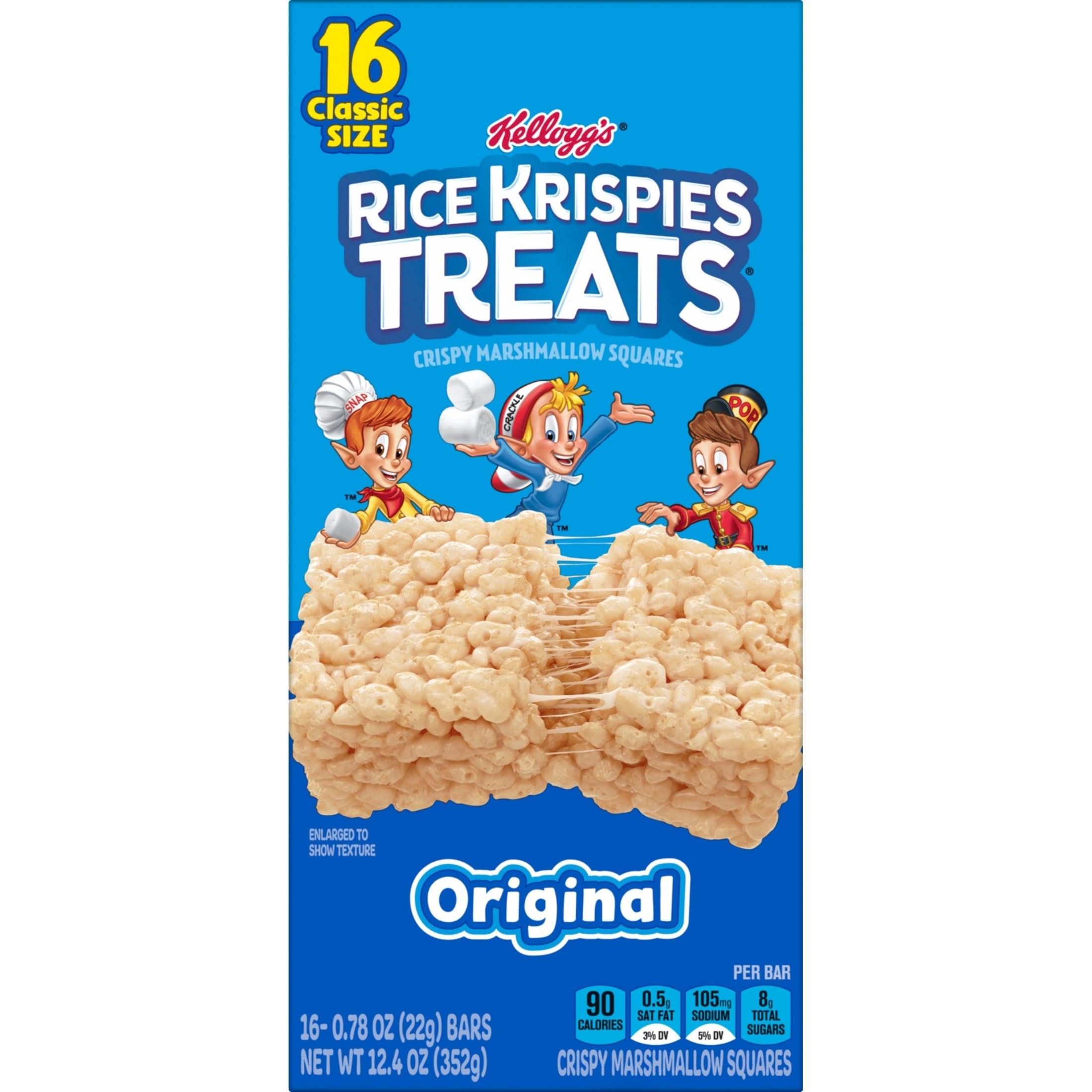 Rice Krispies Treats Crispy Marshmallow Squares, Kids Snacks, Snack Bars, Original, 12.4oz Box (16 Bars) - Image 9