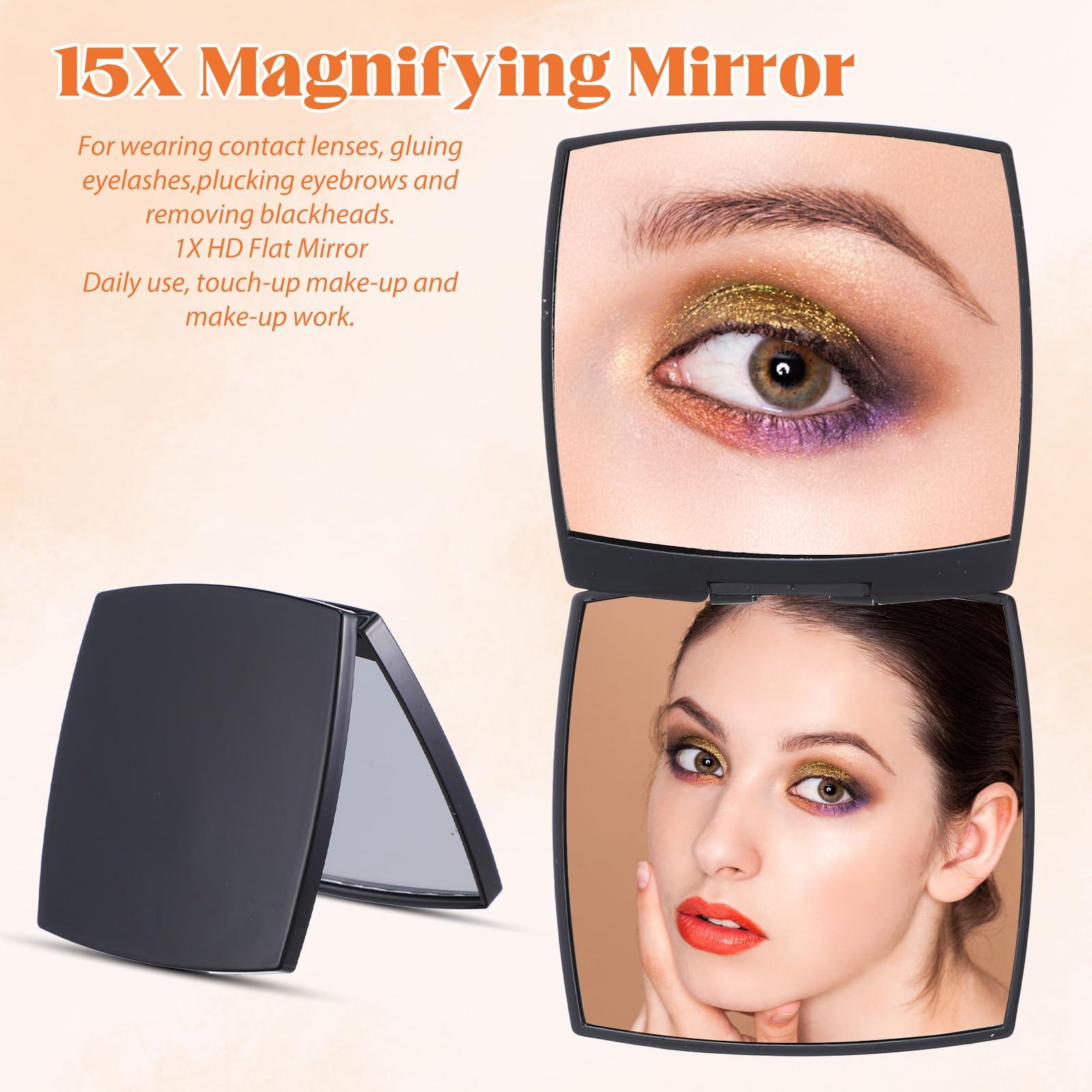 Nogeqi Compact Mirror for Purses,Travel Magnifying Mirror,Simple Style Small Mirror for Purse with Box,Foldable Pocket Mirror for Women,Travel Must Haves for Women Girl Makeup(2X/1X Black) - Image 6