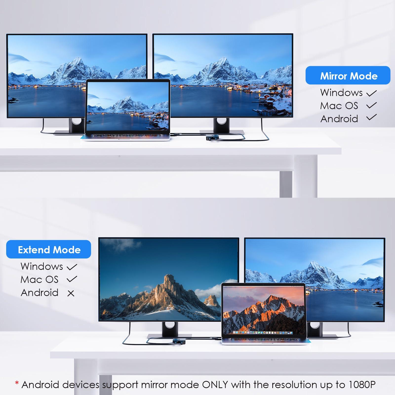 WAVLINK USB 3.0 or USB C to Dual HDMI Splitter - Extended Display for Dual Monitors, DisplayLink Adapter - 4K 60Hz for Apple Mac M1/M2/M3 or Windows 10/11, USB A/C to HDMI 4K Output - Image 3