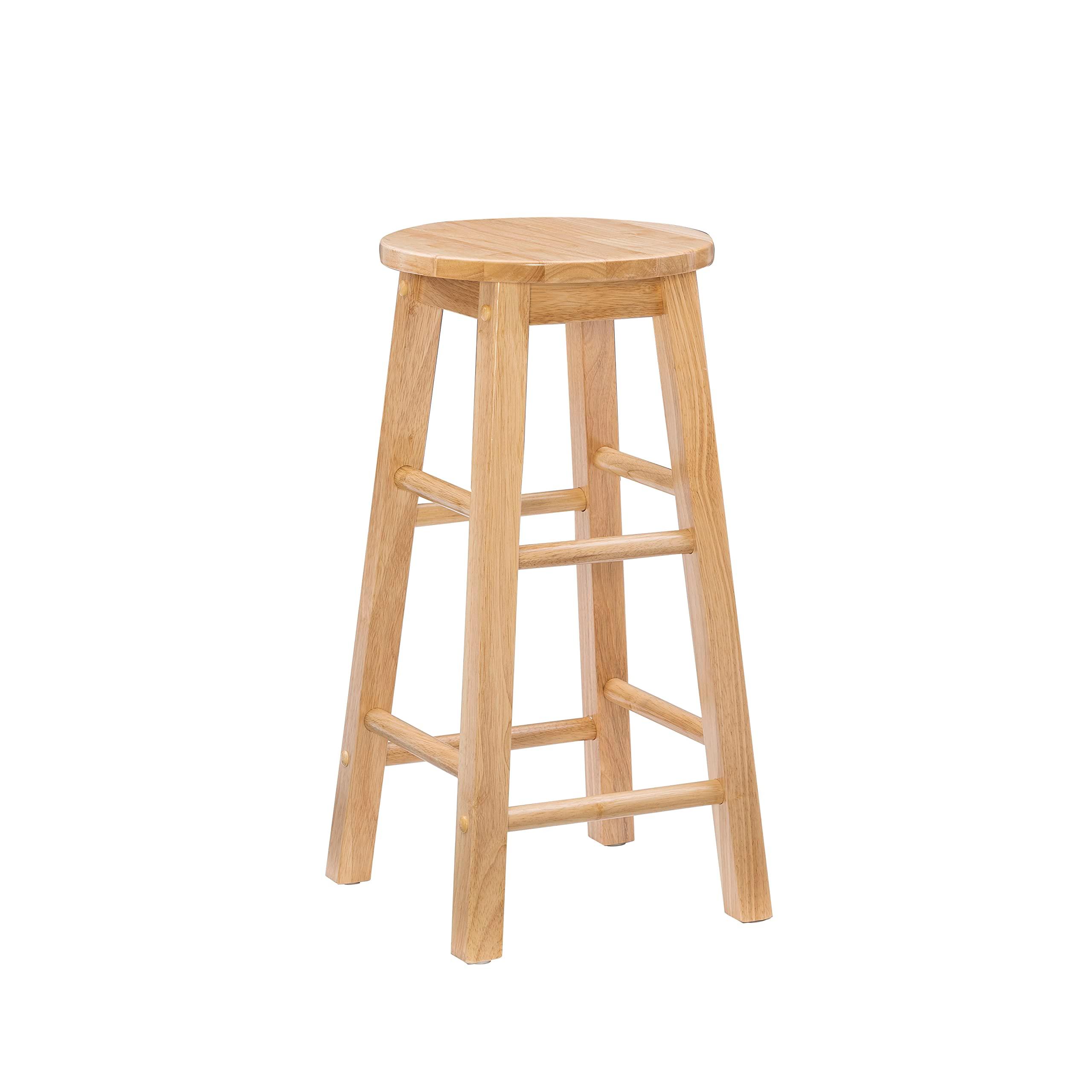 Linon Natural Barstool with Round Seat, 24-Inch