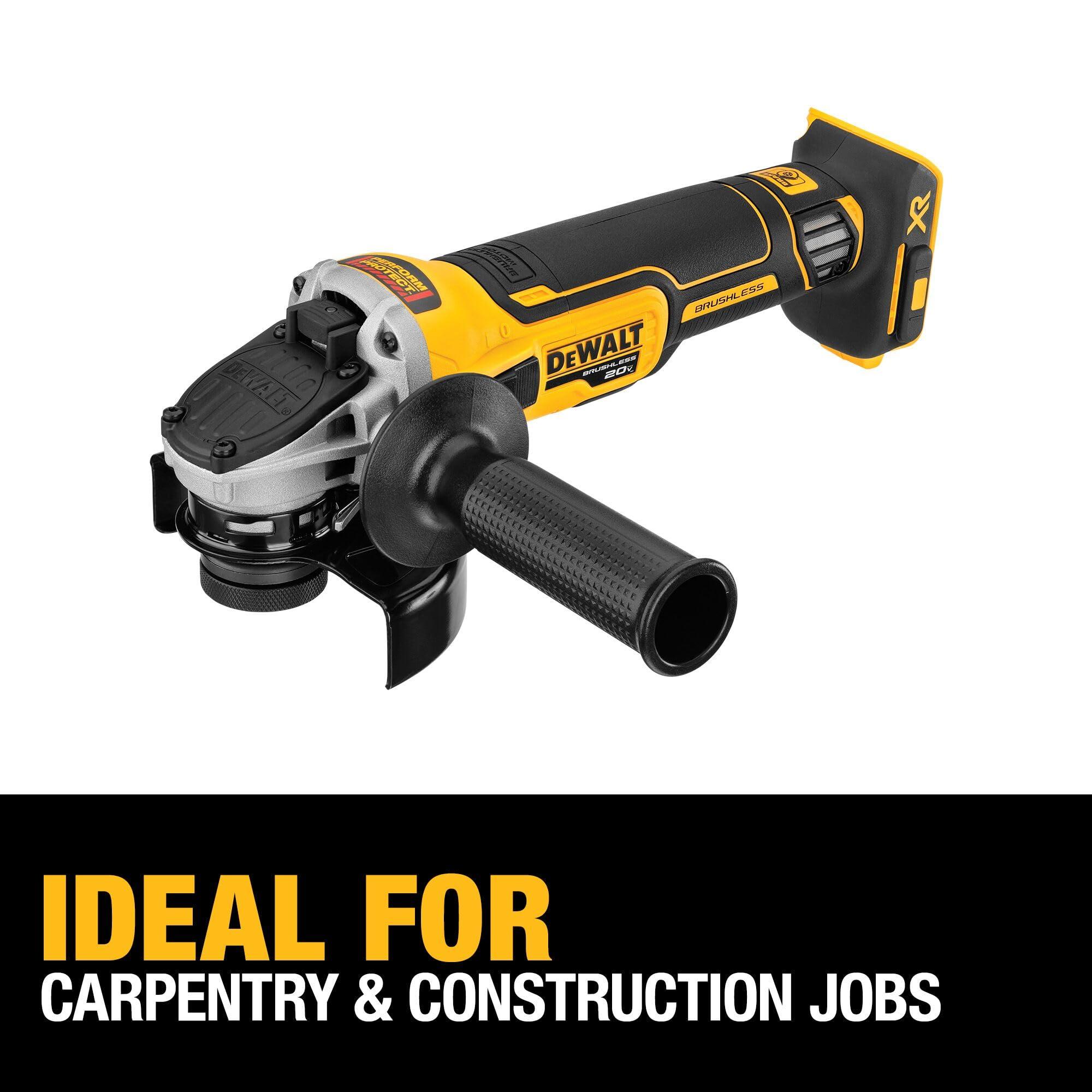 DEWALT 20V MAX* XR Angle Grinder with Kickback Brake, Slide Switch, 4-1/2-Inch, Tool Only (DCG405B) - Image 3