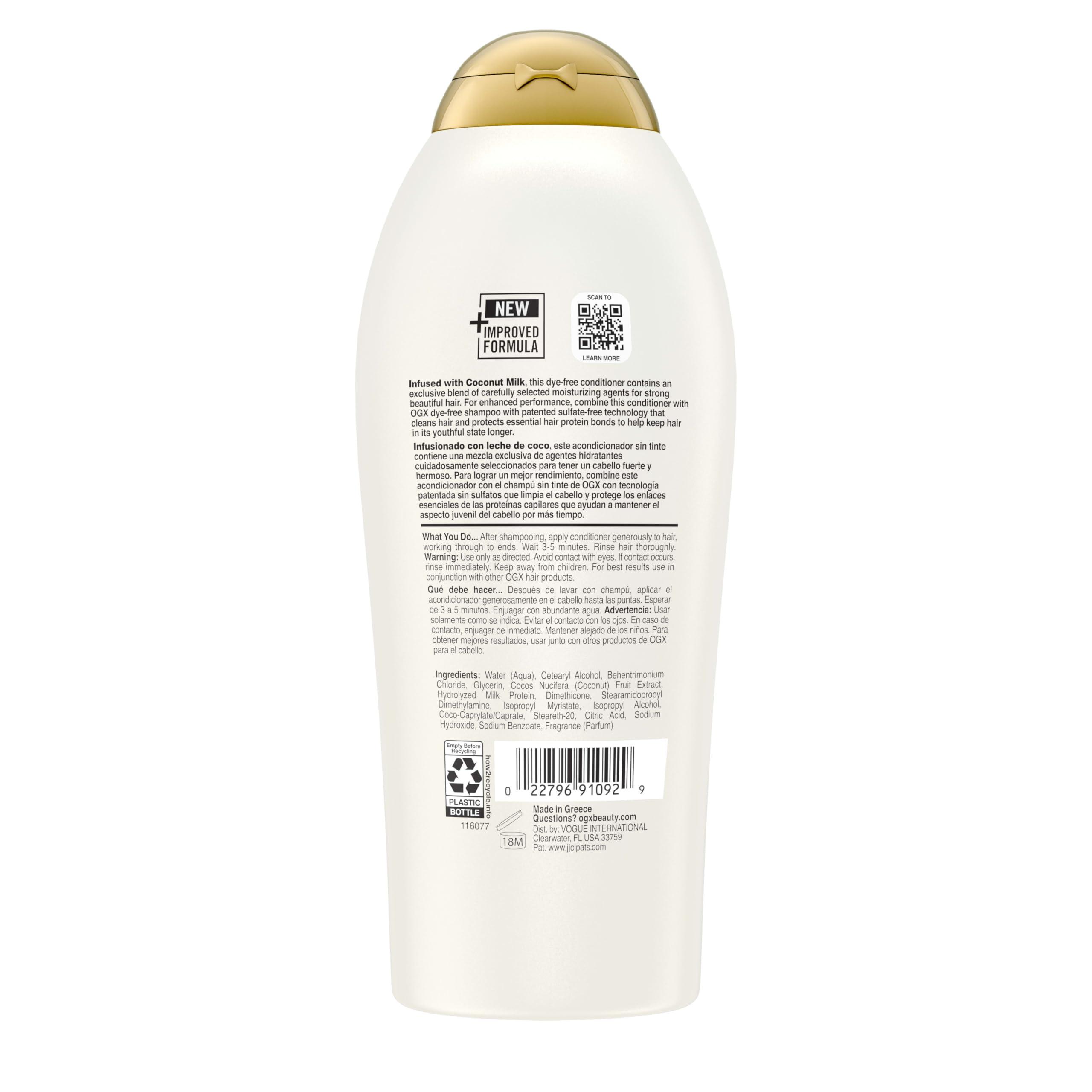 OGX Nourishing + Coconut Milk Conditioner, Hydrating & Restoring Conditioner Moisturizes for Soft Hair After the First Use, Paraben-Free, Sulfate-Free Surfactants, 25.4 fl. oz - Image 7
