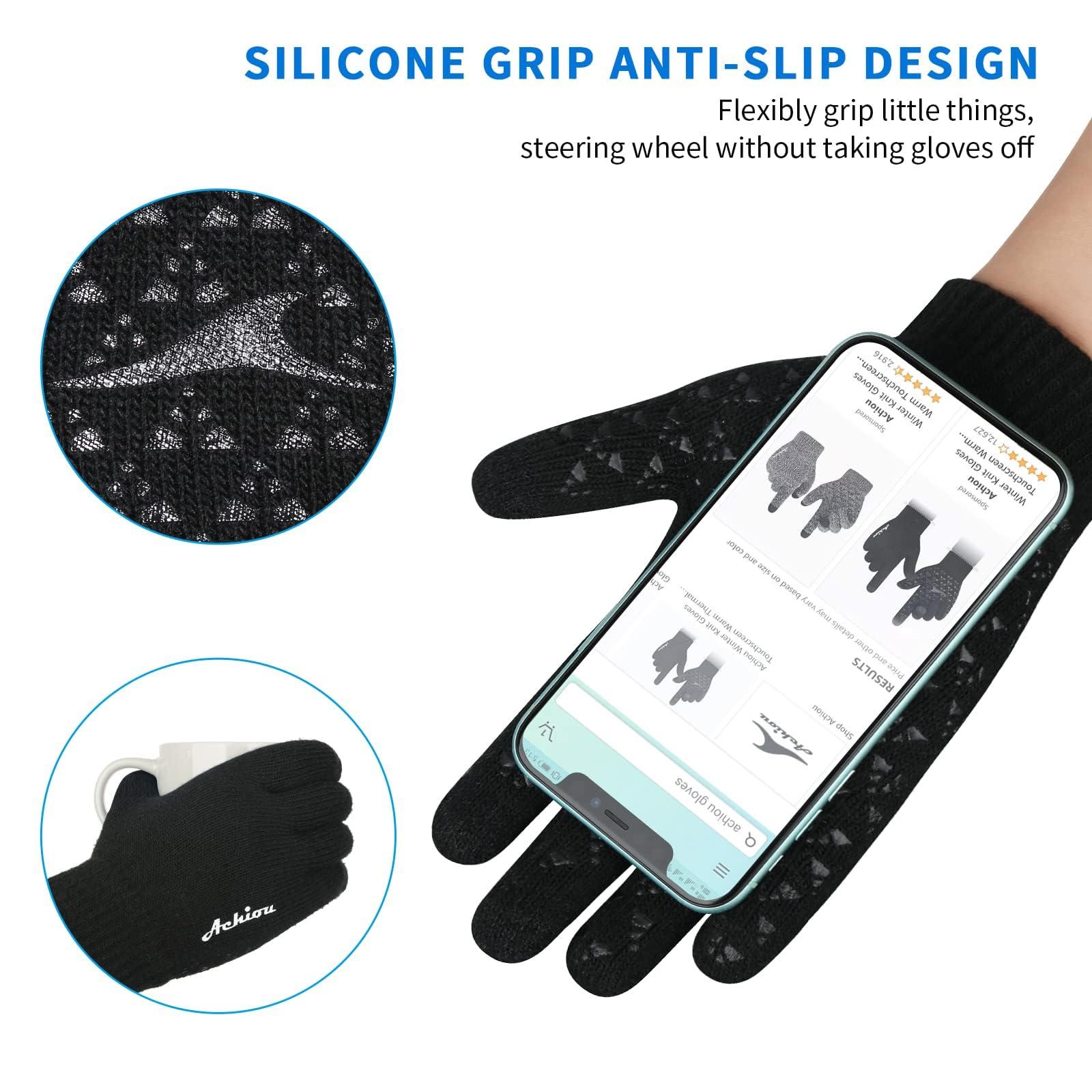 Achiou Winter Gloves, Glove for Men Women, Upgraded Touch Screen Texting Warm Running with Thermal Soft Knit Lining - Image 2