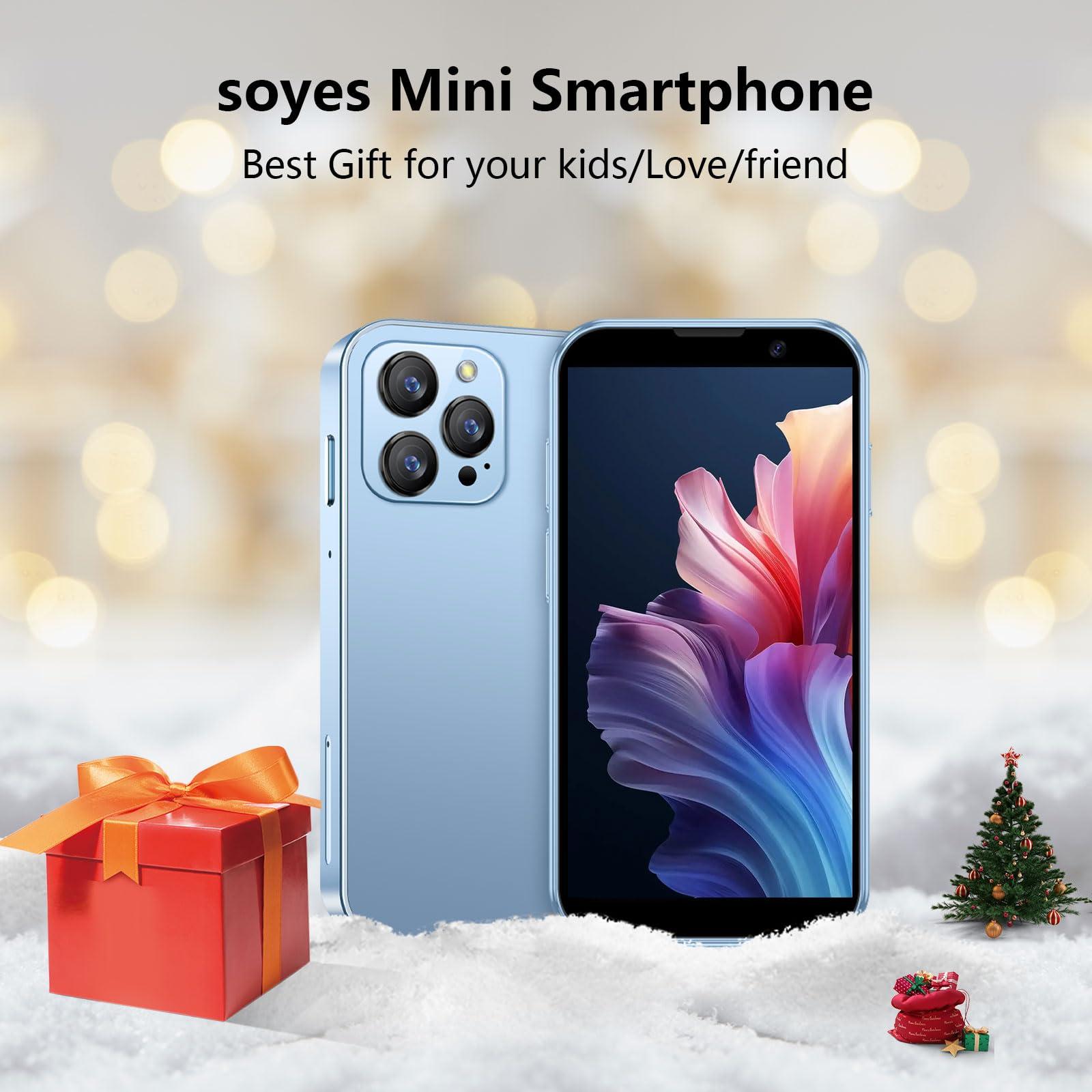 soyes Mini Phone World's Smallest 3.0" HD Touch Screen Mini Smartphone Unlocked Android Compact Mobile Phone for Kids &Students Cell Phone wih Quad-Core Dual SLM Face lD2GB+16GB Blue - Image 2