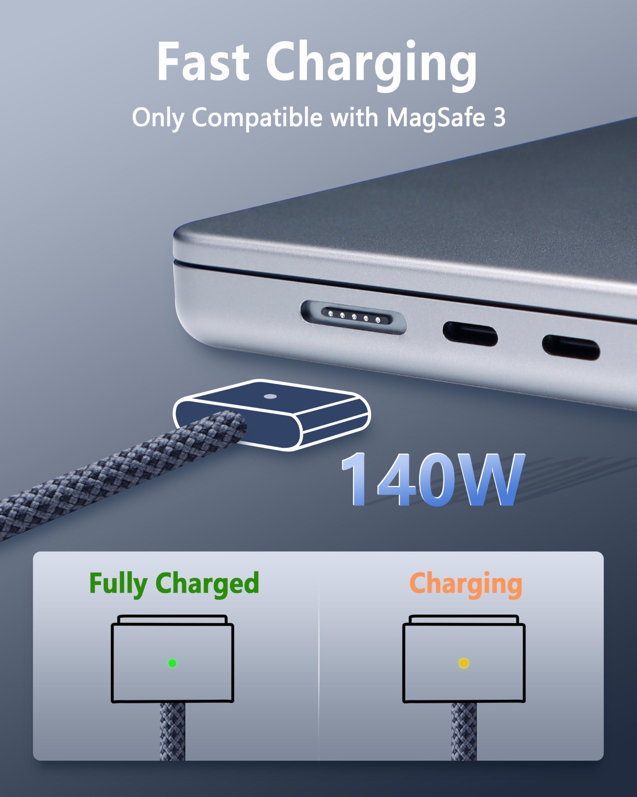 DERLULU USB-C to Magnetic 3 Fast Charging Cable (2 m/6.6 ft), USB C Cable Compatible with MacBook Air (15''/13'' M3 2024, 15" M2 2023, 13" M2 2022), MacBook Pro (16"/14" 2023/2021), Midnight Blue - Image 3