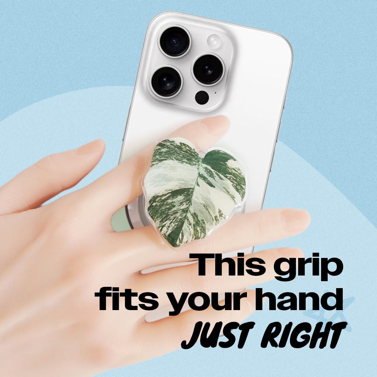 OnTheGrip Compatible with Magsafe Magnetic Cute Acrylic Tropical Leaf Design Collapsible Mobile Phone Grip Stand Holder for Smartphone Tablet Cell Phone Accessory (Monstera Deliciosa) - Image 2